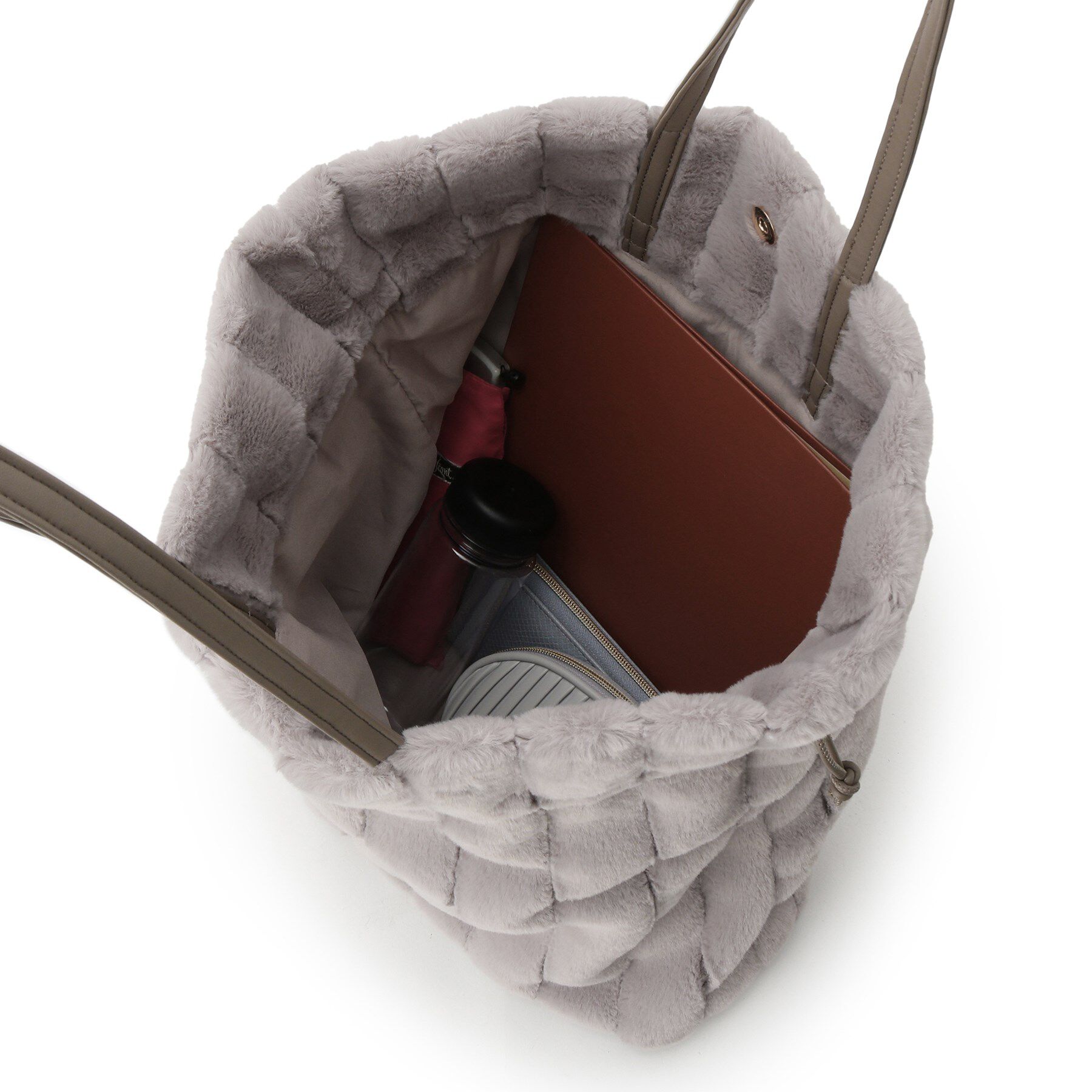 grove「ストライプエコファー巾着トート」|トートバッグ|