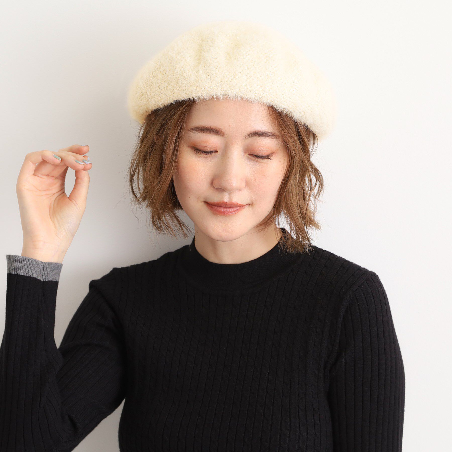 grove「スパンコールシャギーベレー」|ハンチング・ベレー帽|