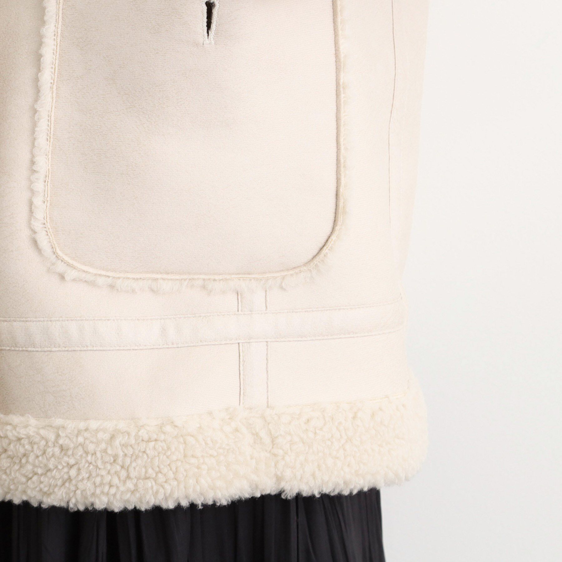 grove「フェイクムートンボアジャケット」|ノーカラーコート|