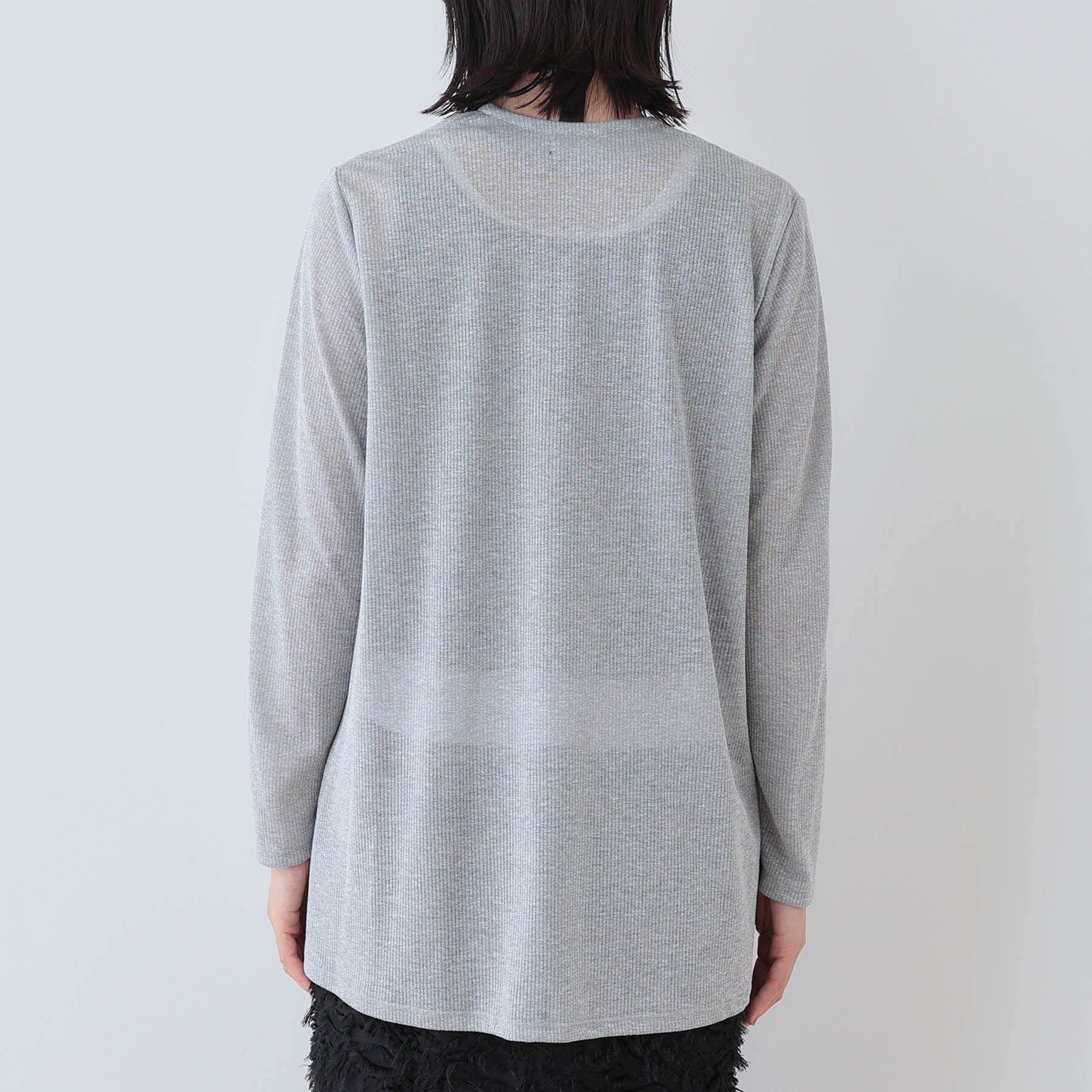 INDIVI「【洗える／シアーストライプ柄】着流しジャージカーディガン」|カーディガン|