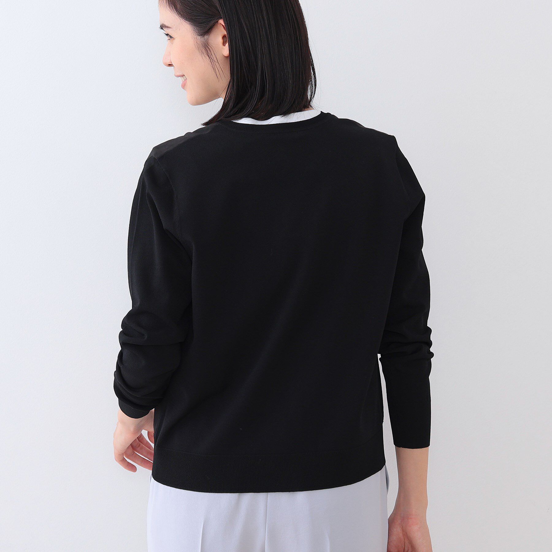 INDIVI「【洗える】ブラウスコンビ ニットカーディガン」|カーディガン|