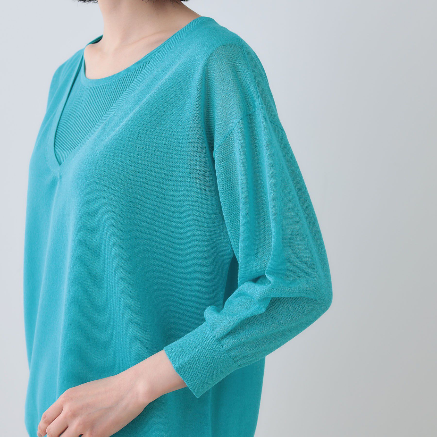 INDIVI「【洗える／シアーラメ】レイヤード風ニット」|ニット・セーター|