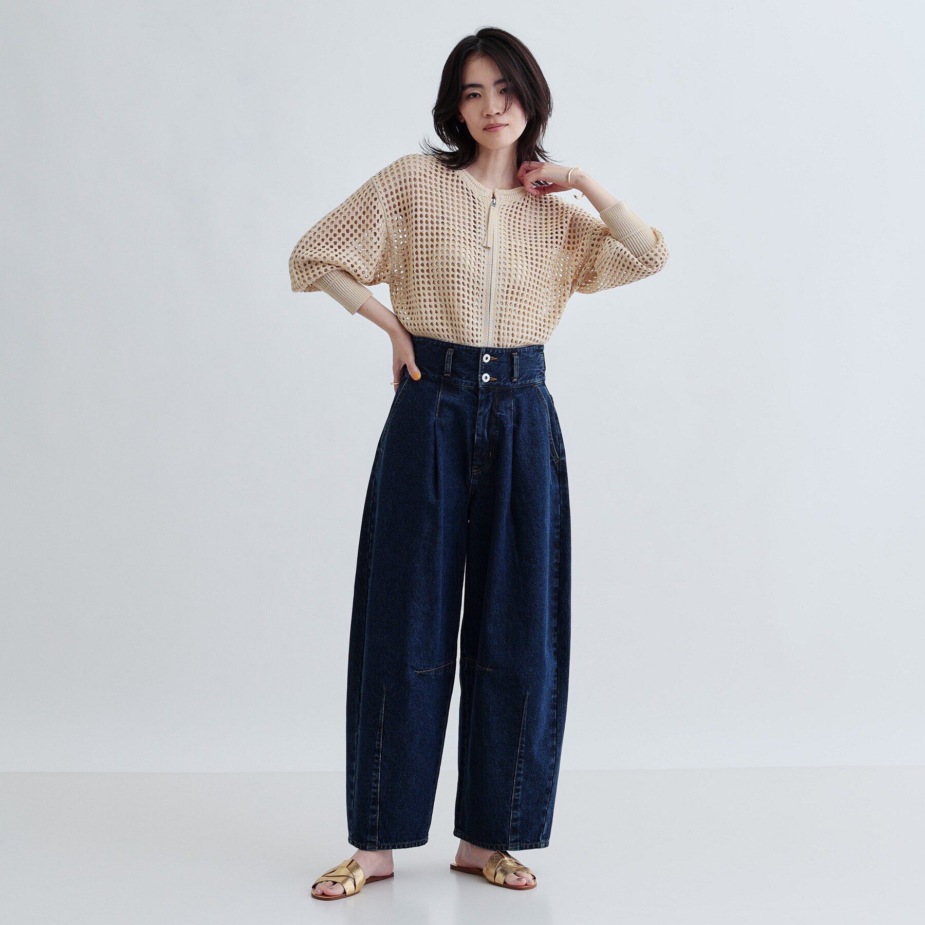 GALLEST「透かし編みニットカーディガン」|カーディガン|