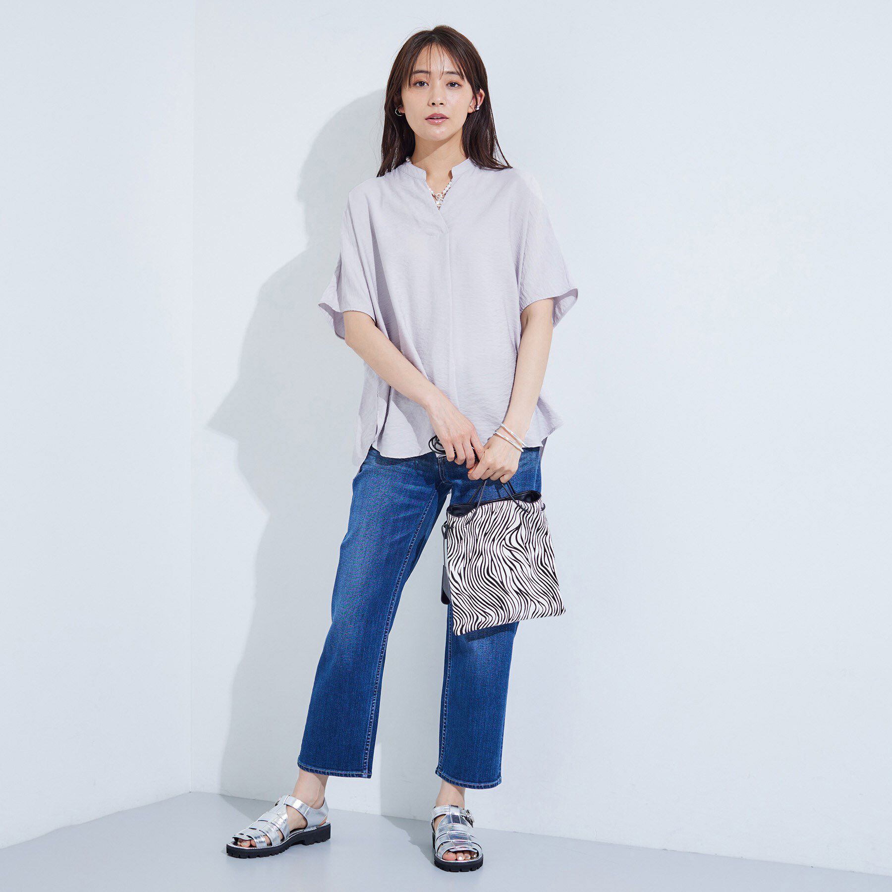 INDIVI「【洗える／UVケア／SETUP可能】スキッパードルマンブラウス」|シャツ・ブラウス|