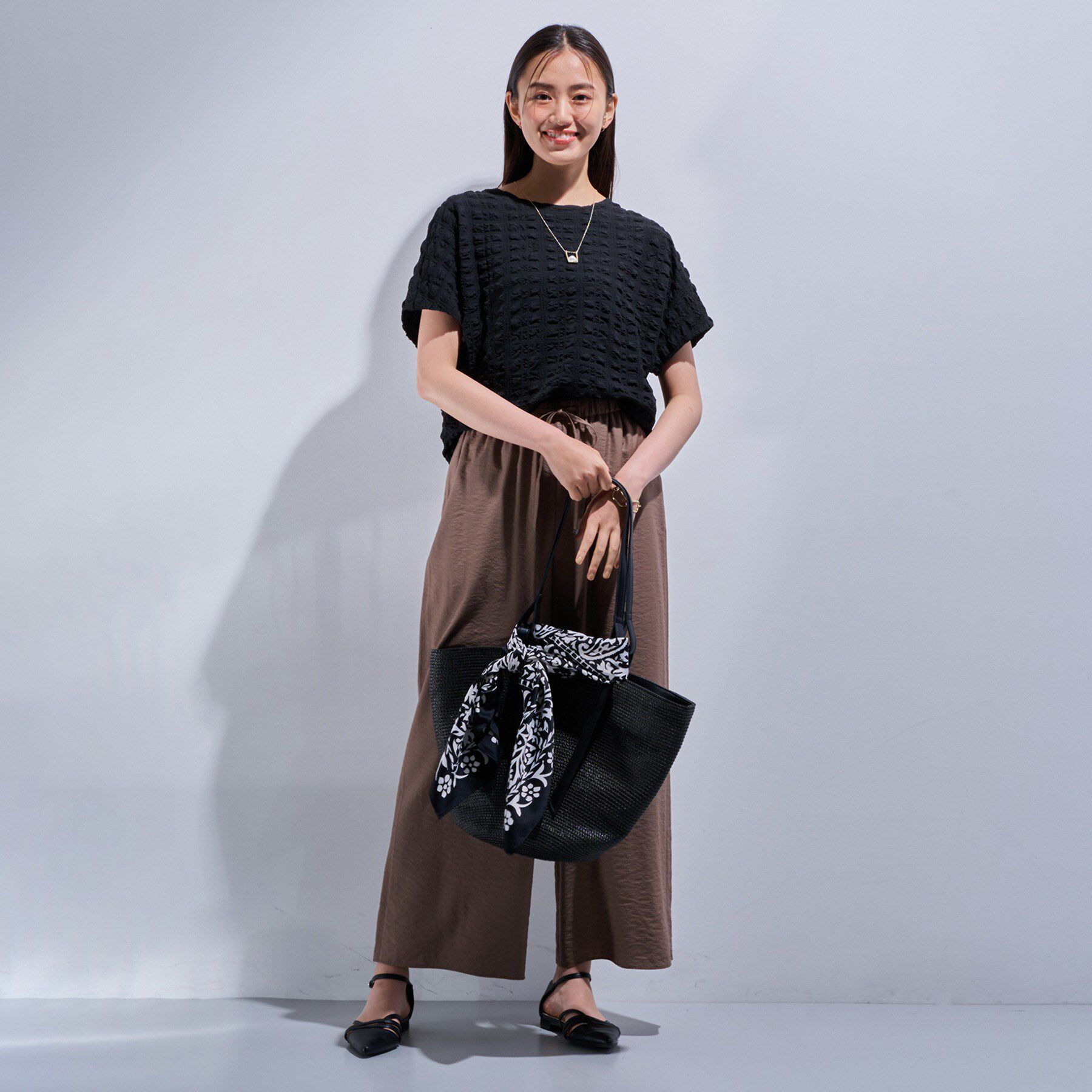 INDIVI「【洗える／凹凸素材／UVケア】コンパクトトップス」|Tシャツ・カットソー|