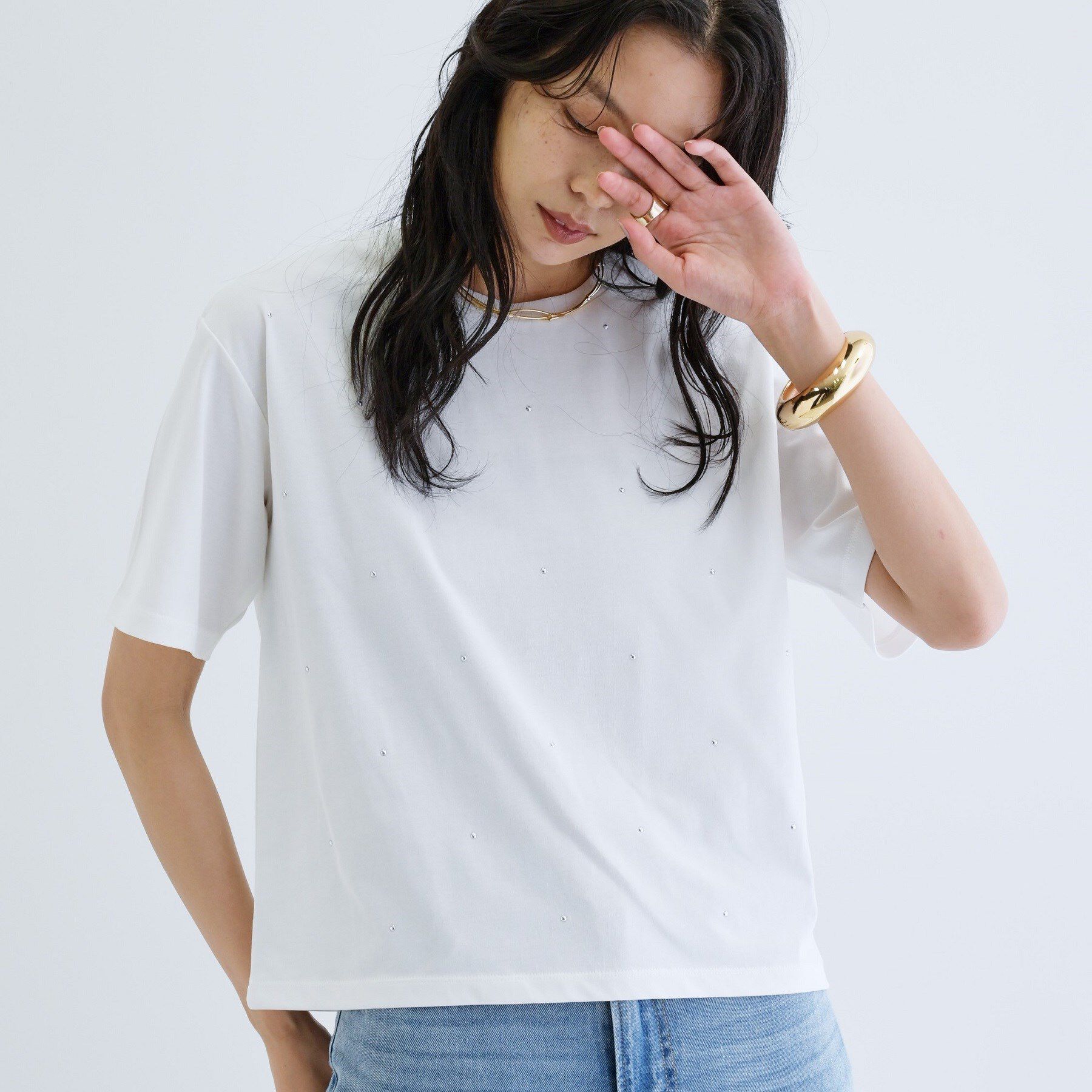 GALLEST「ドットスタッズTシャツ」|Tシャツ・カットソー|ホワイト(001)