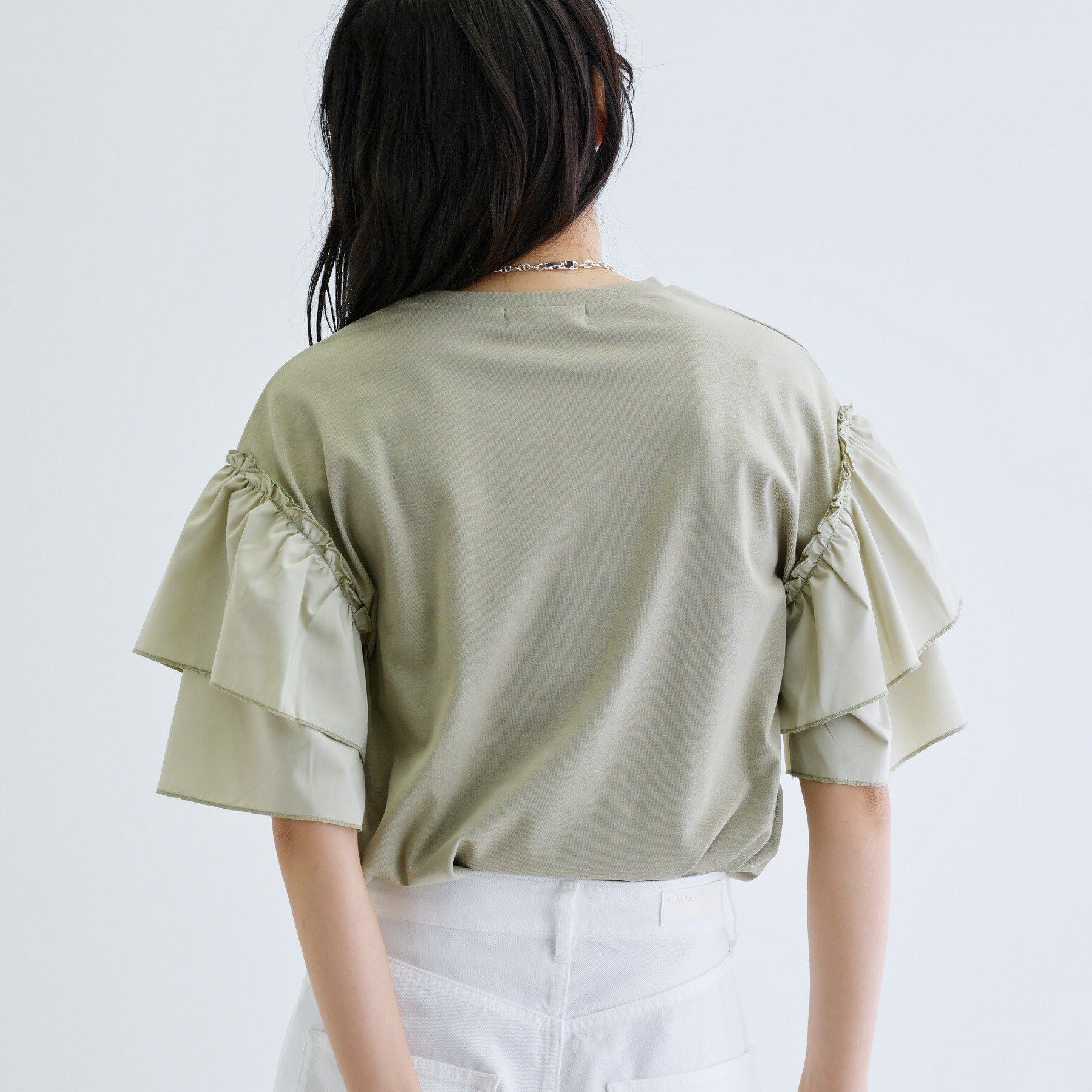 GALLEST「フリルスリーブプリントカットソー」|Tシャツ・カットソー|