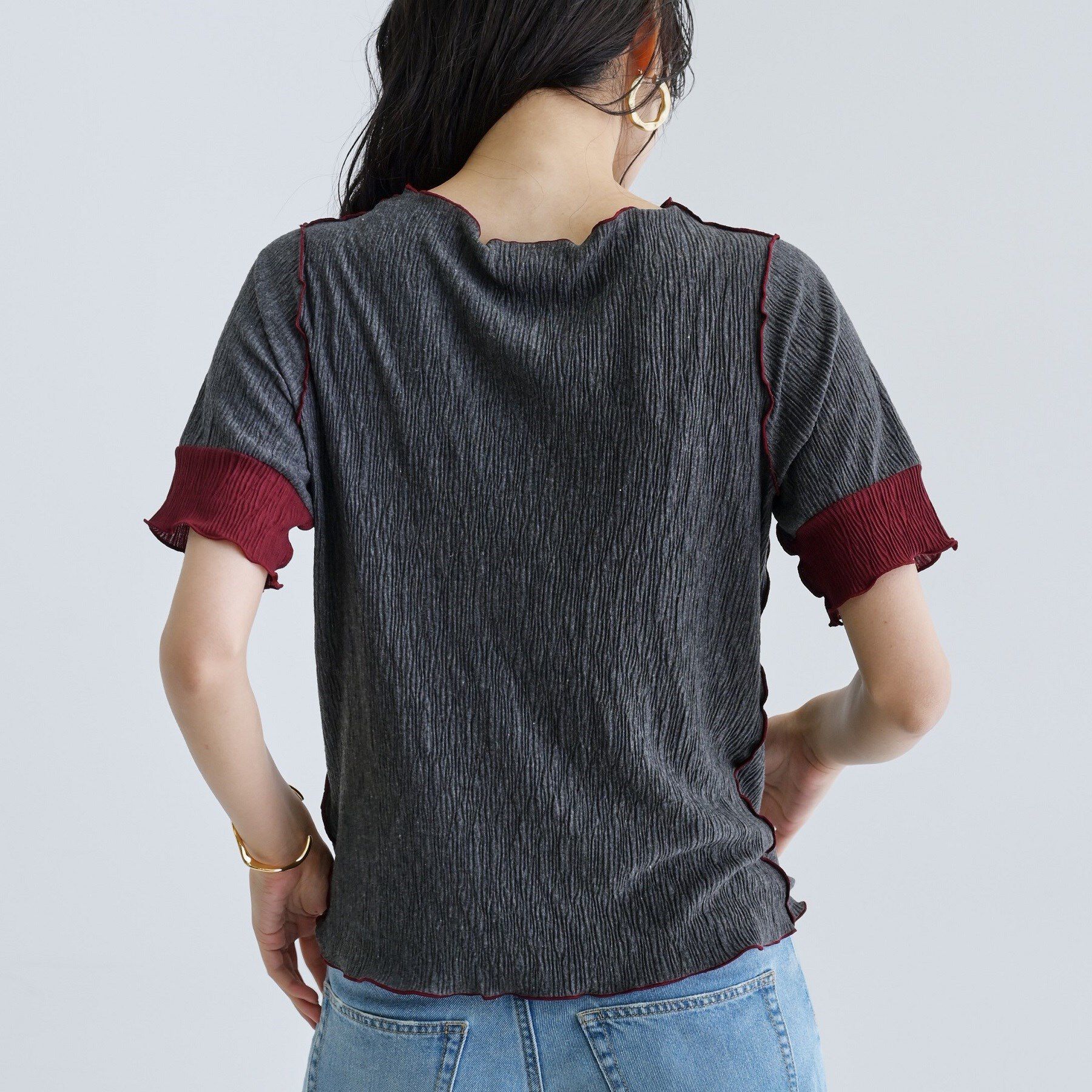 GALLEST「【一部店舗限定】バイカラープリーツカットソー」|Tシャツ・カットソー|