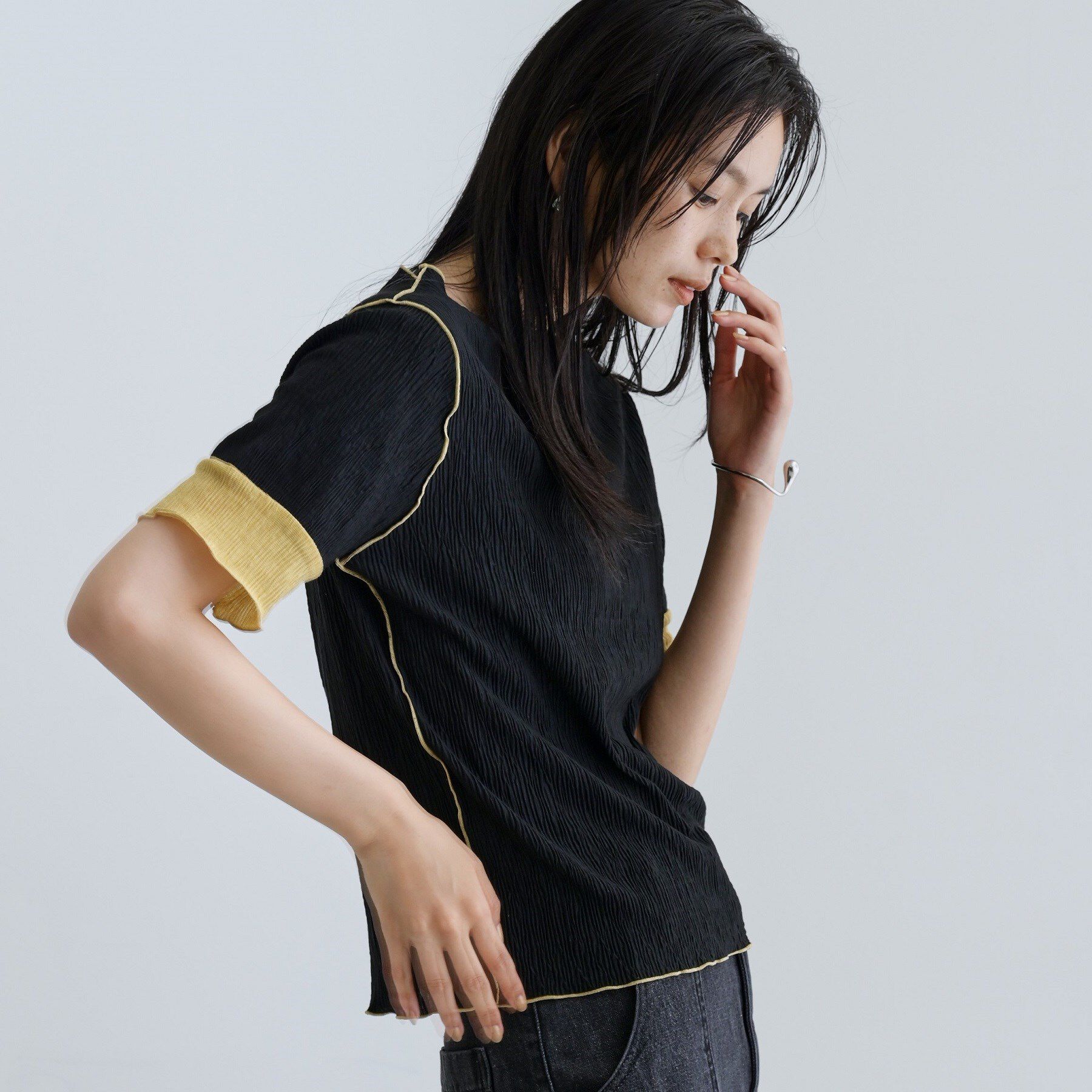 GALLEST「【一部店舗限定】バイカラープリーツカットソー」|Tシャツ・カットソー|