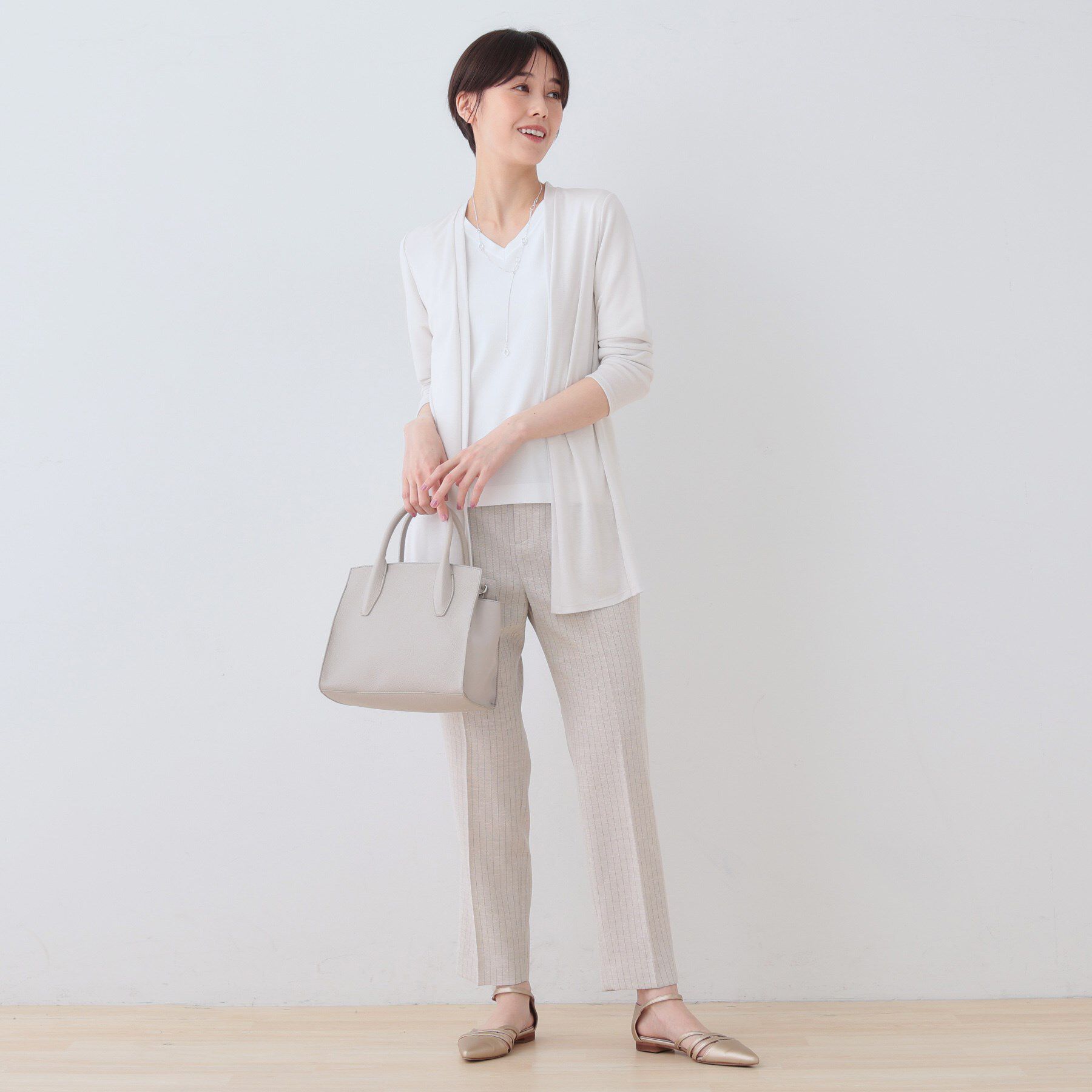 INDIVI「【洗える】着流しジャージカーディガン」|カーディガン|