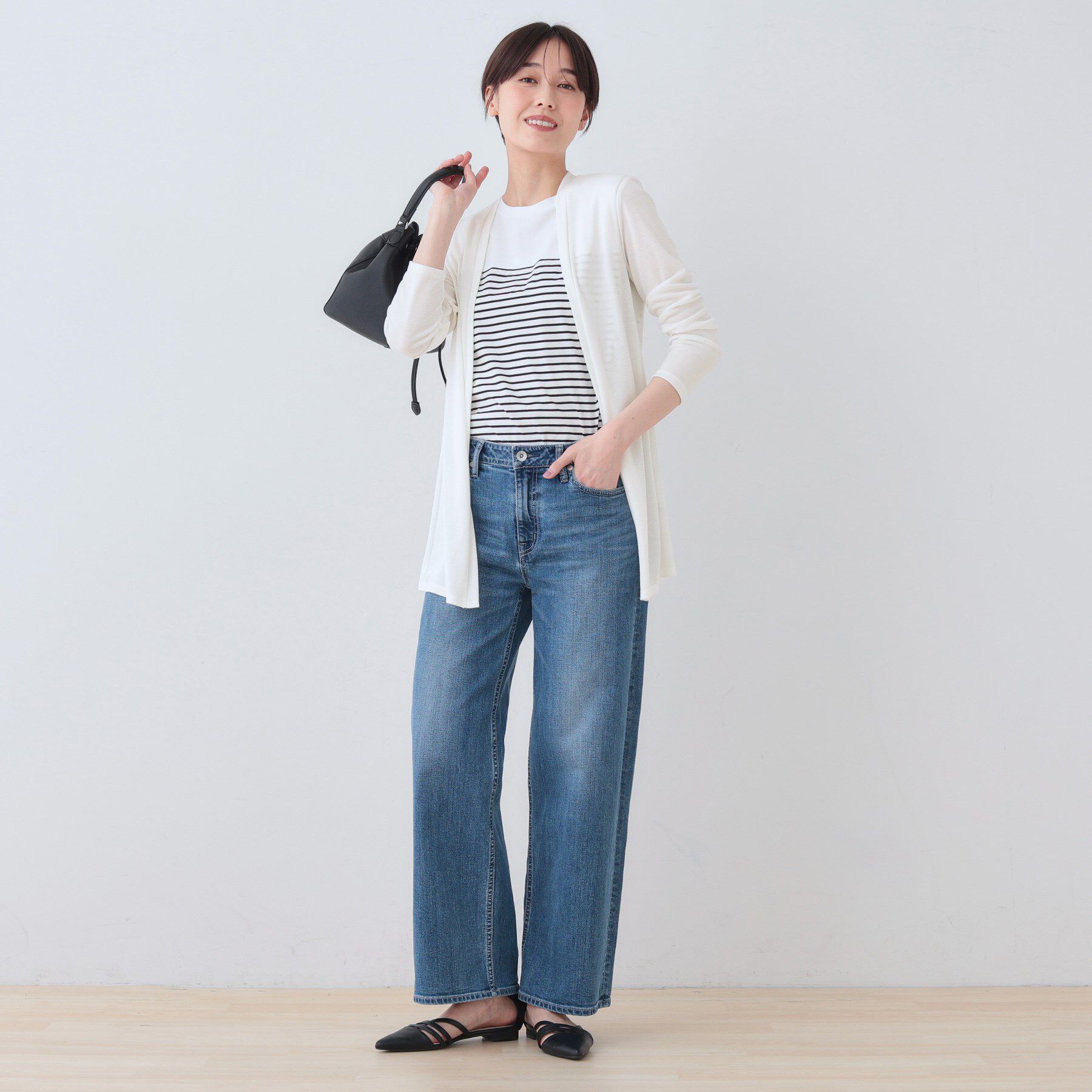 INDIVI「【洗える】着流しジャージカーディガン」|カーディガン|