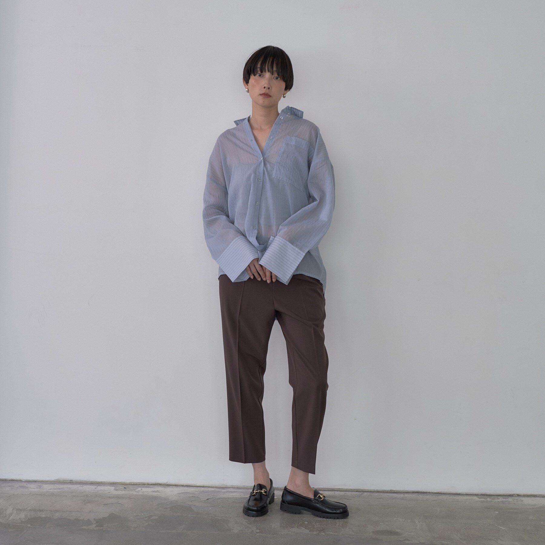 GALLEST「ワイドカフスシアーストライプシャツ/秋服/シアーシャツ」|シャツ・ブラウス|