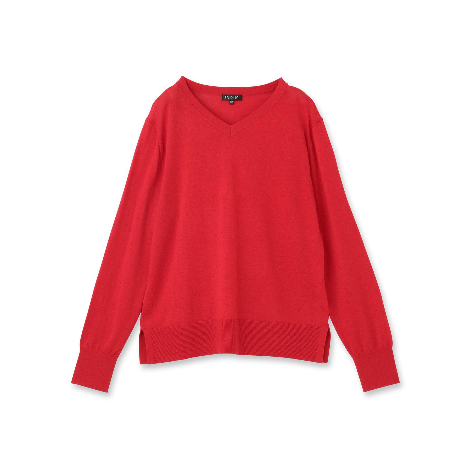 INDIVI「【洗える／毛玉になりにくい】エクストラファインウール Vネックニット」|ニット・セーター|