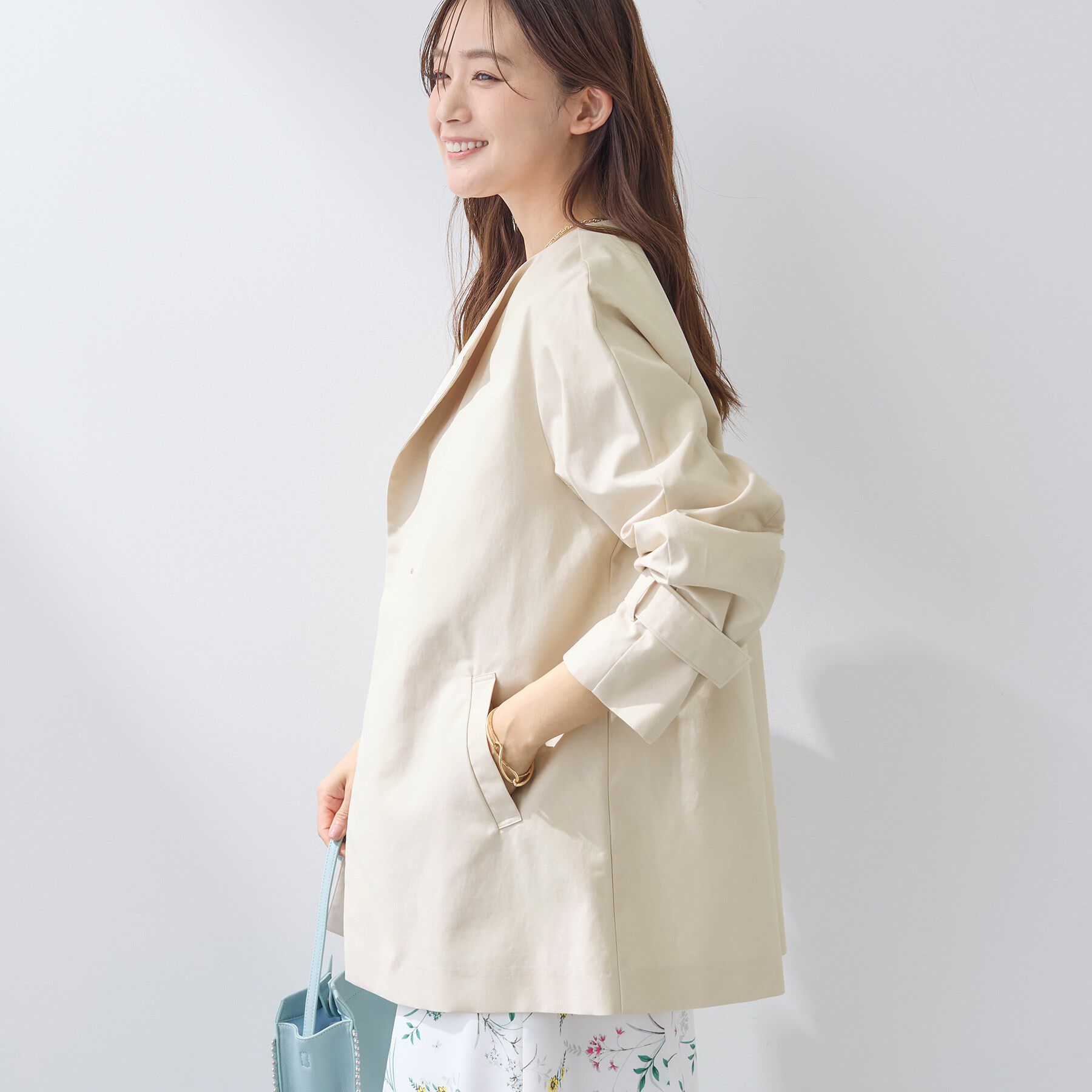 INDIVI「【撥水/軽量】ミドル丈 ミニマルトレンチコート」|トレンチコート|