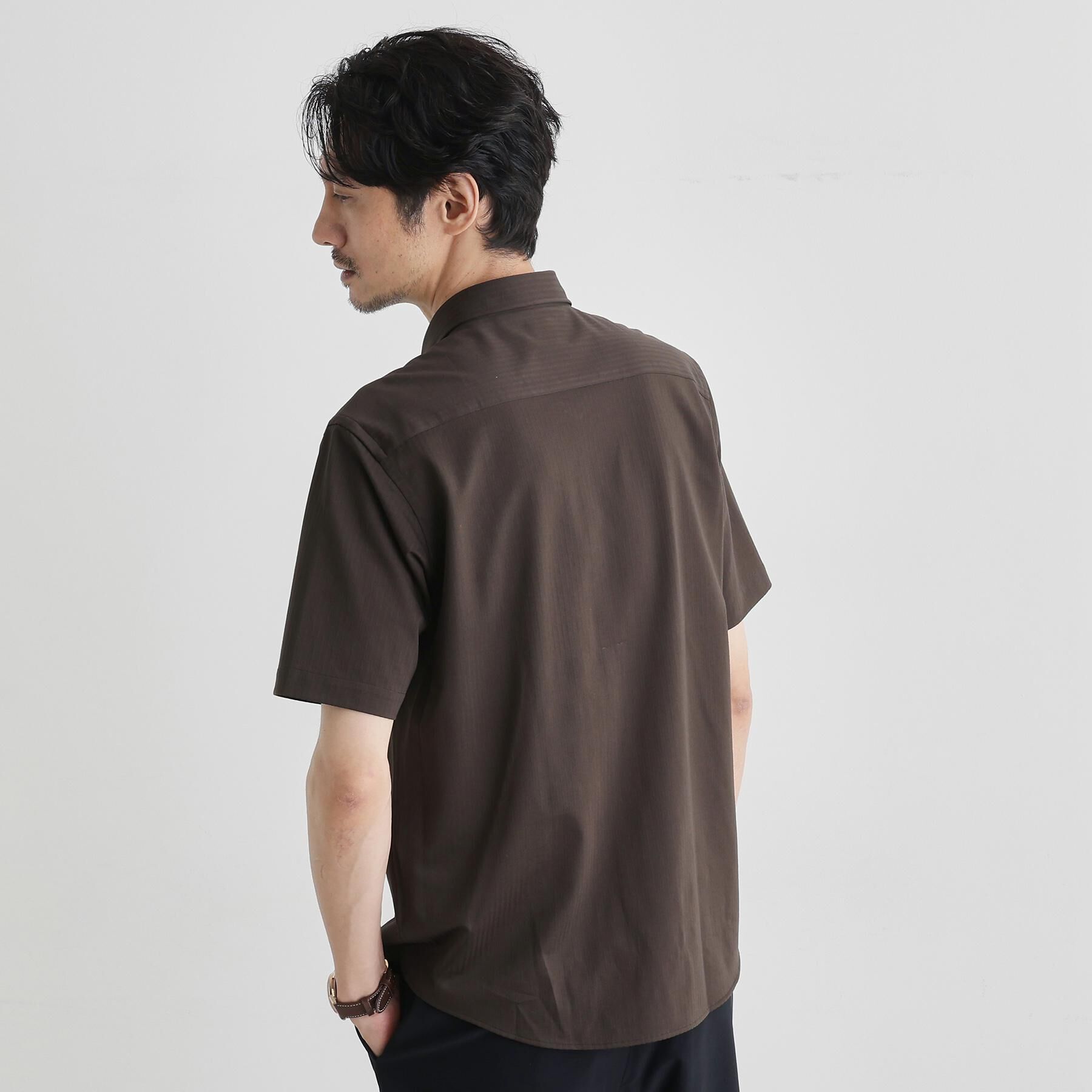 TAKEO KIKUCHI「【COOL CITY WEAR】ストライプジャージ ボタンダウンシャツ /接触冷感」|シャツ・ブラウス|