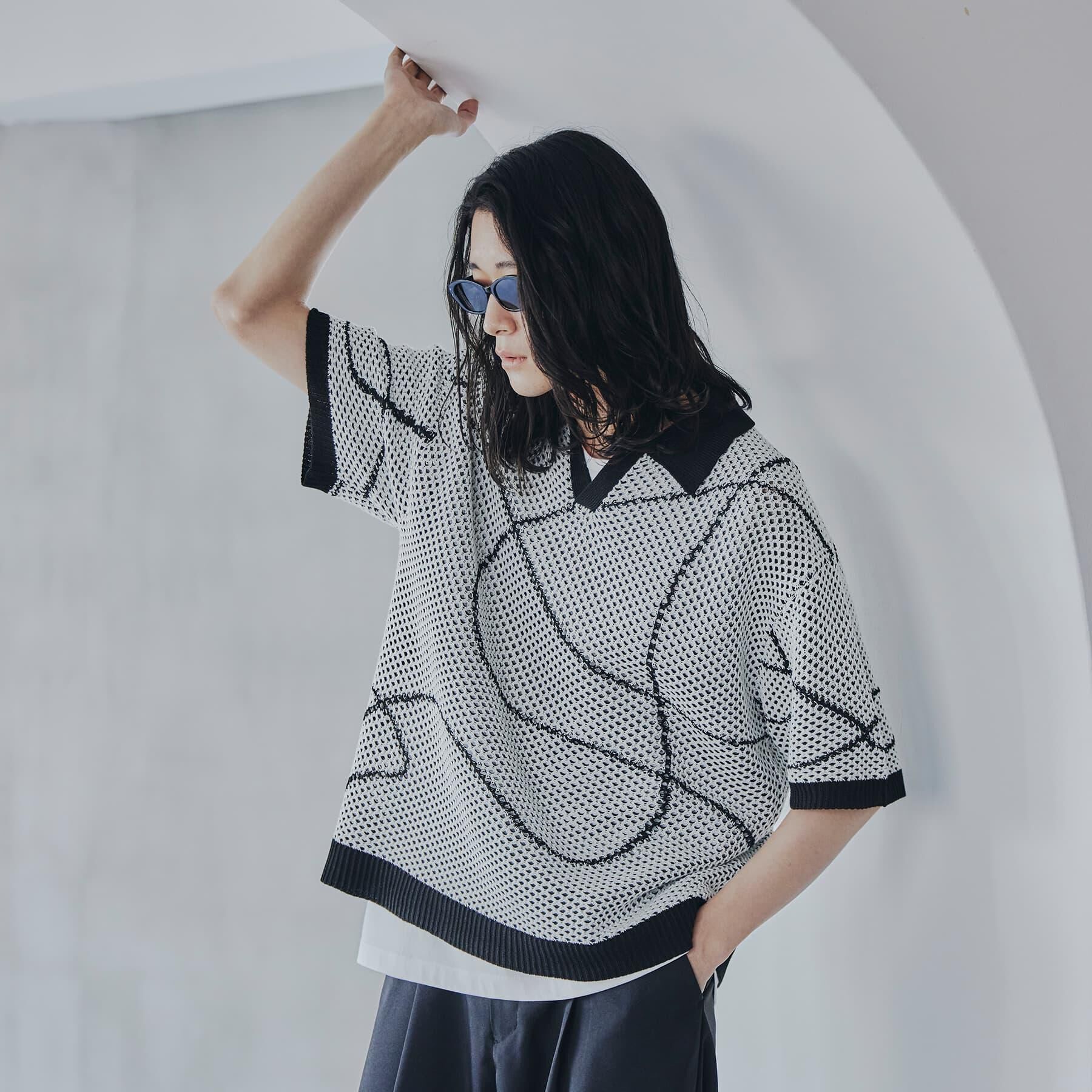 tk.TAKEO KIKUCHI「ラインアートニットポロ」|ニット・セーター|