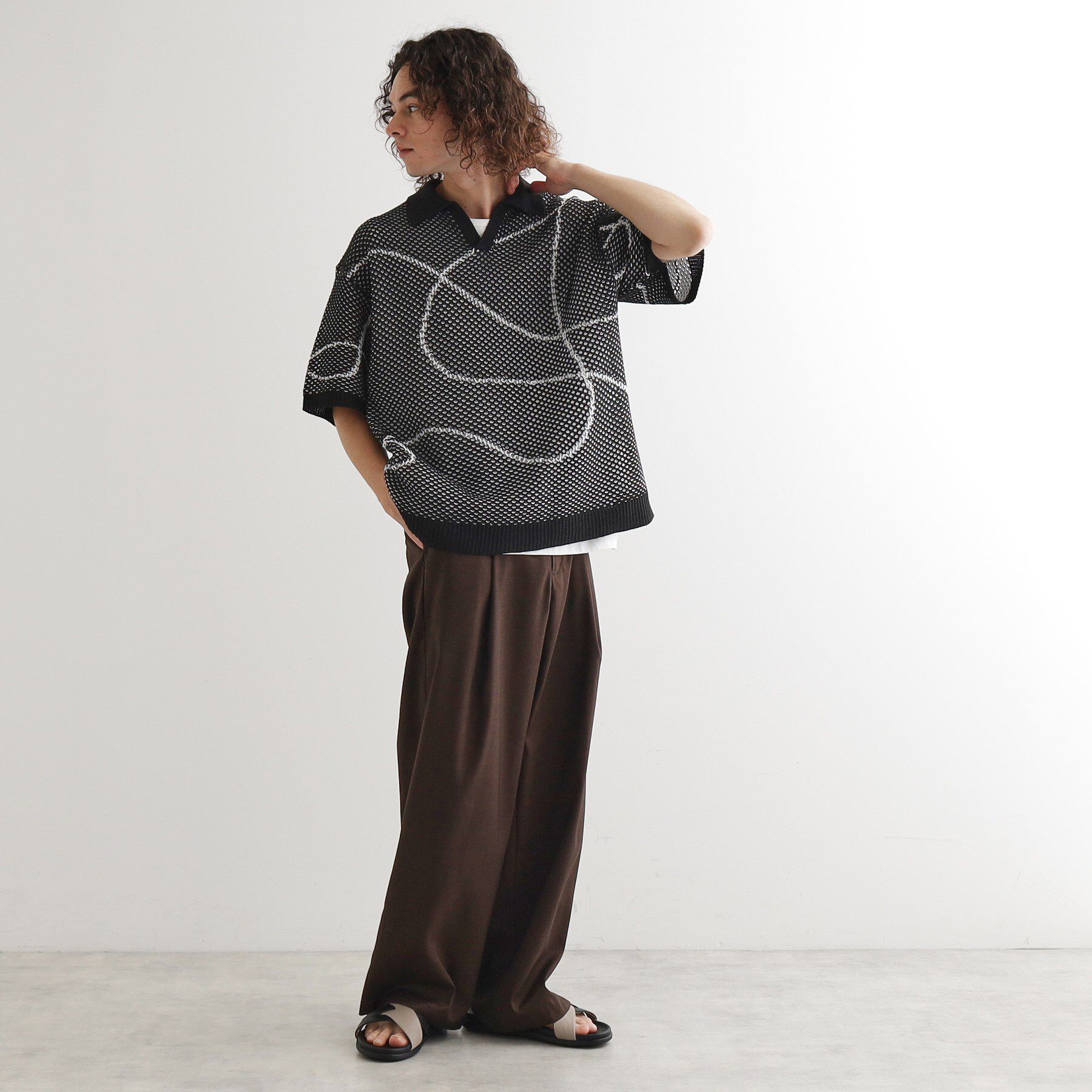 tk.TAKEO KIKUCHI「ラインアートニットポロ」|ニット・セーター|