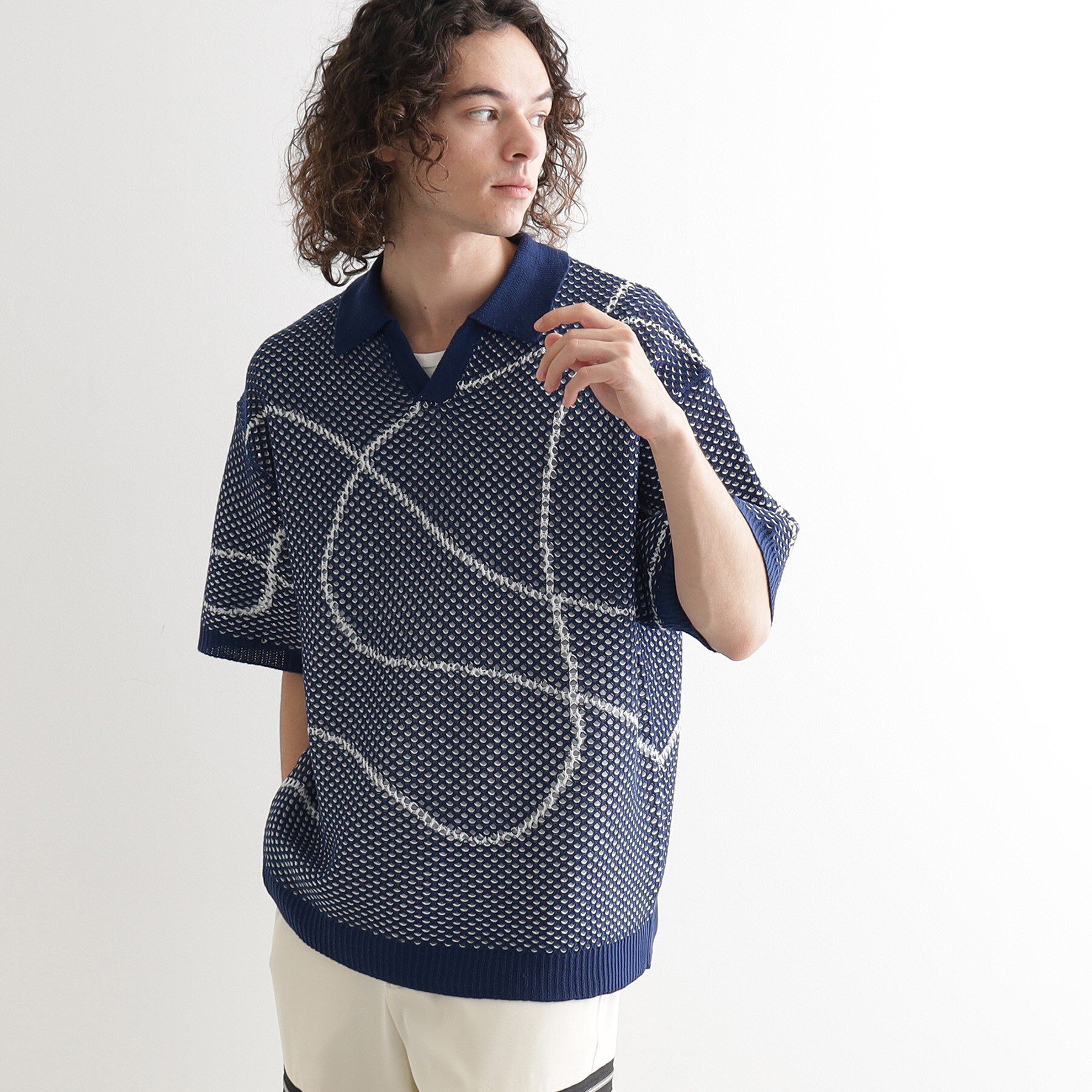 tk.TAKEO KIKUCHI「ラインアートニットポロ」|ニット・セーター|