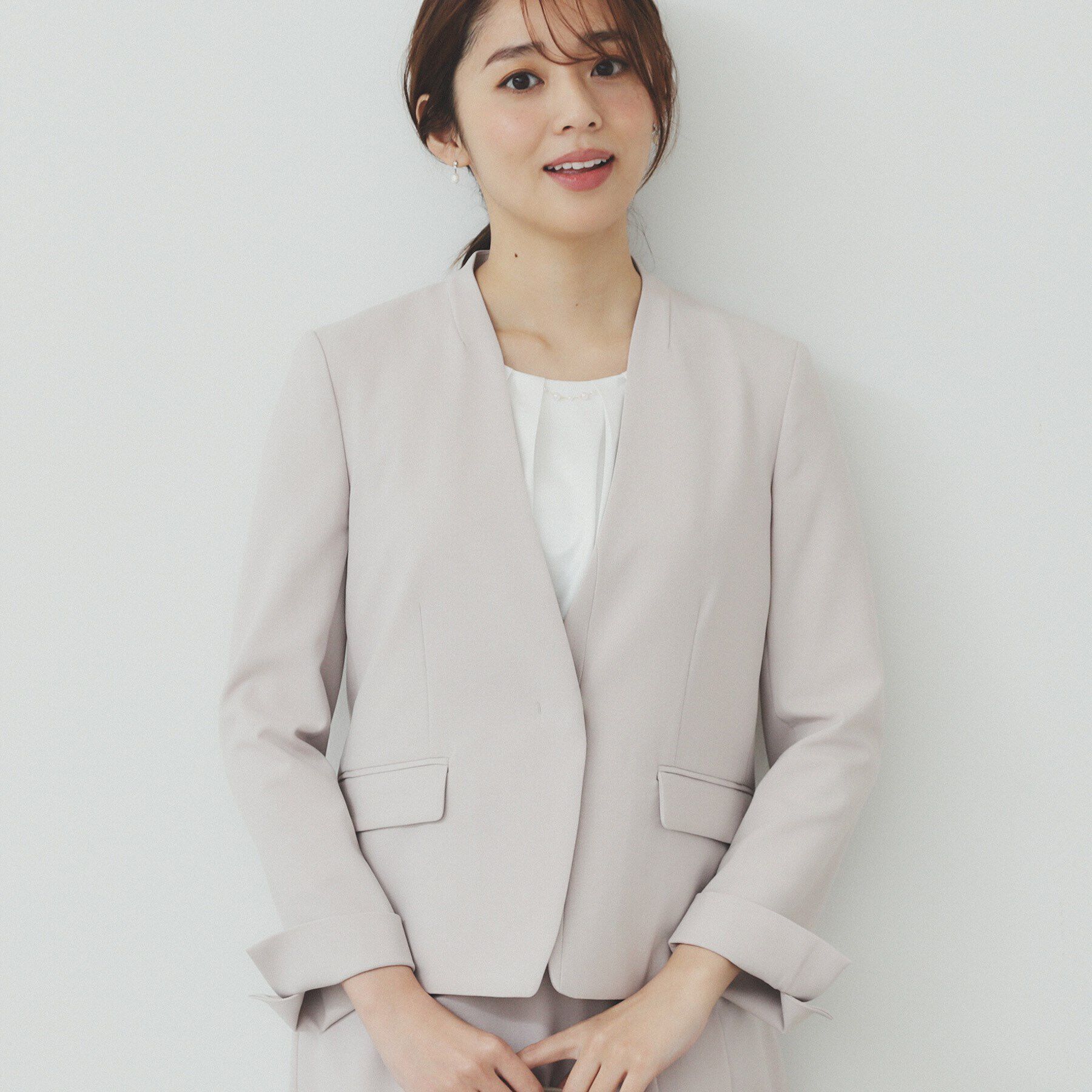 index「ストレッチノーカラージャケット/セットアップ対応可【洗える/イージーアイロン/抗ピル】」|ノーカラージャケット|