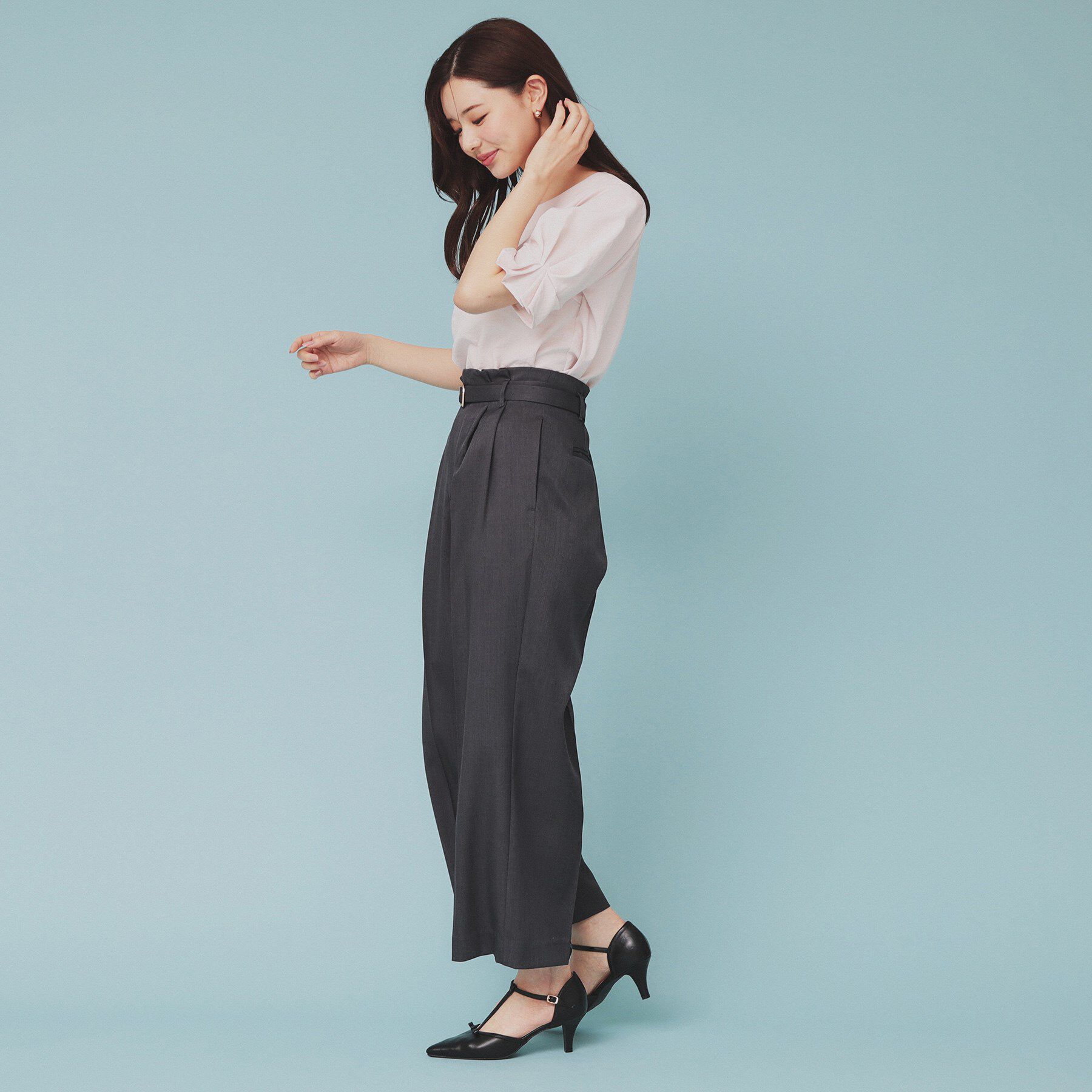 index「ベルト付ストレッチワイドパンツ【防シワ/イージーアイロン/洗濯機洗い可】」|その他|