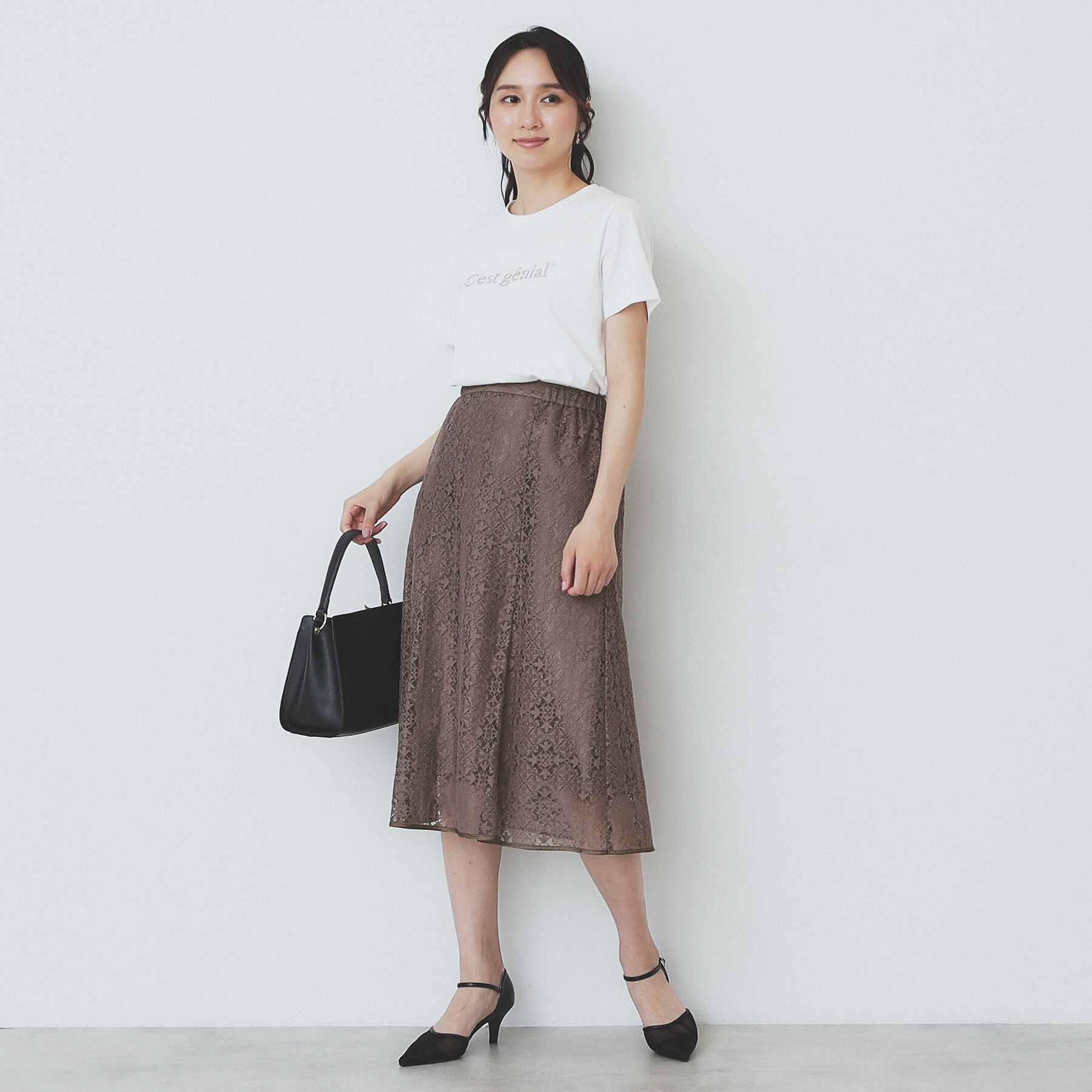 index「ジオメレースフレアスカート/セットアップ対応【洗濯機洗い可】」|スカート|
