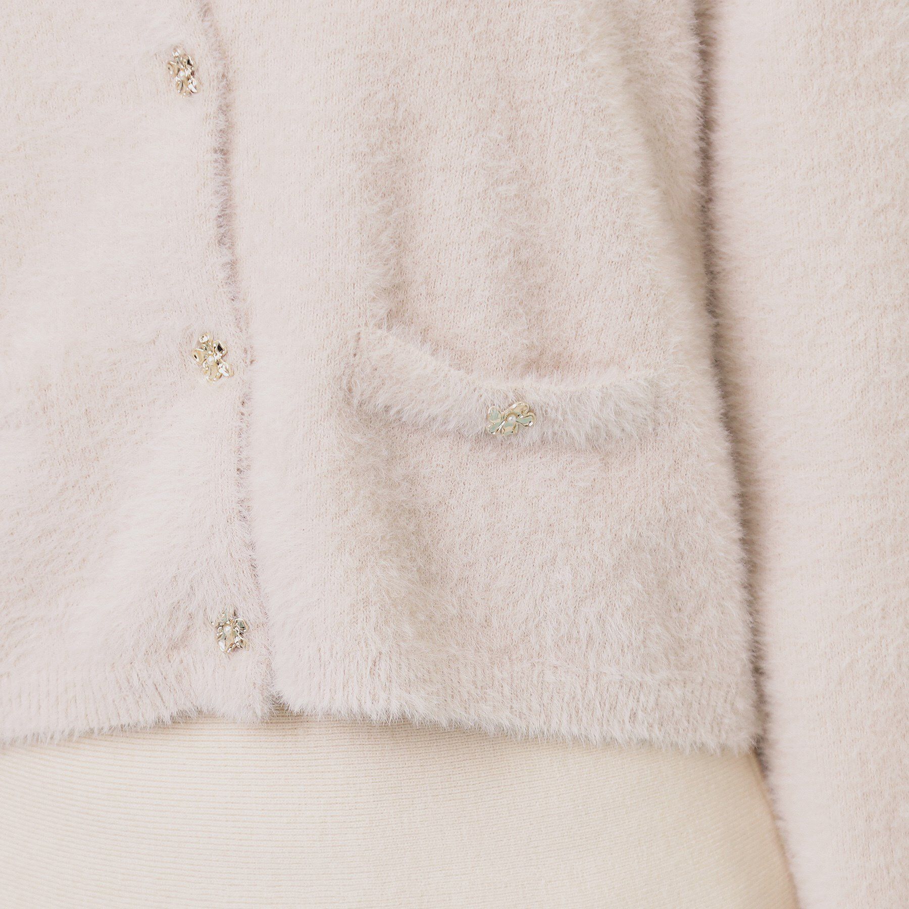 index「フェザーヤーンフラワーボタンカーディガン【洗濯機OK】」|カーディガン|