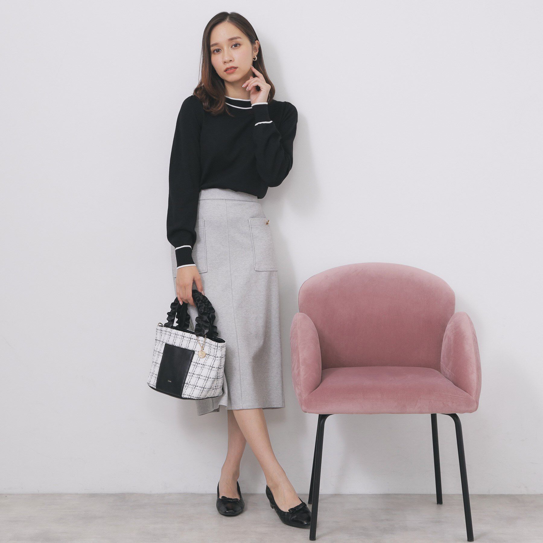 index「サイドリボンバイカラーニット【洗濯機OK】」|ニット・セーター|