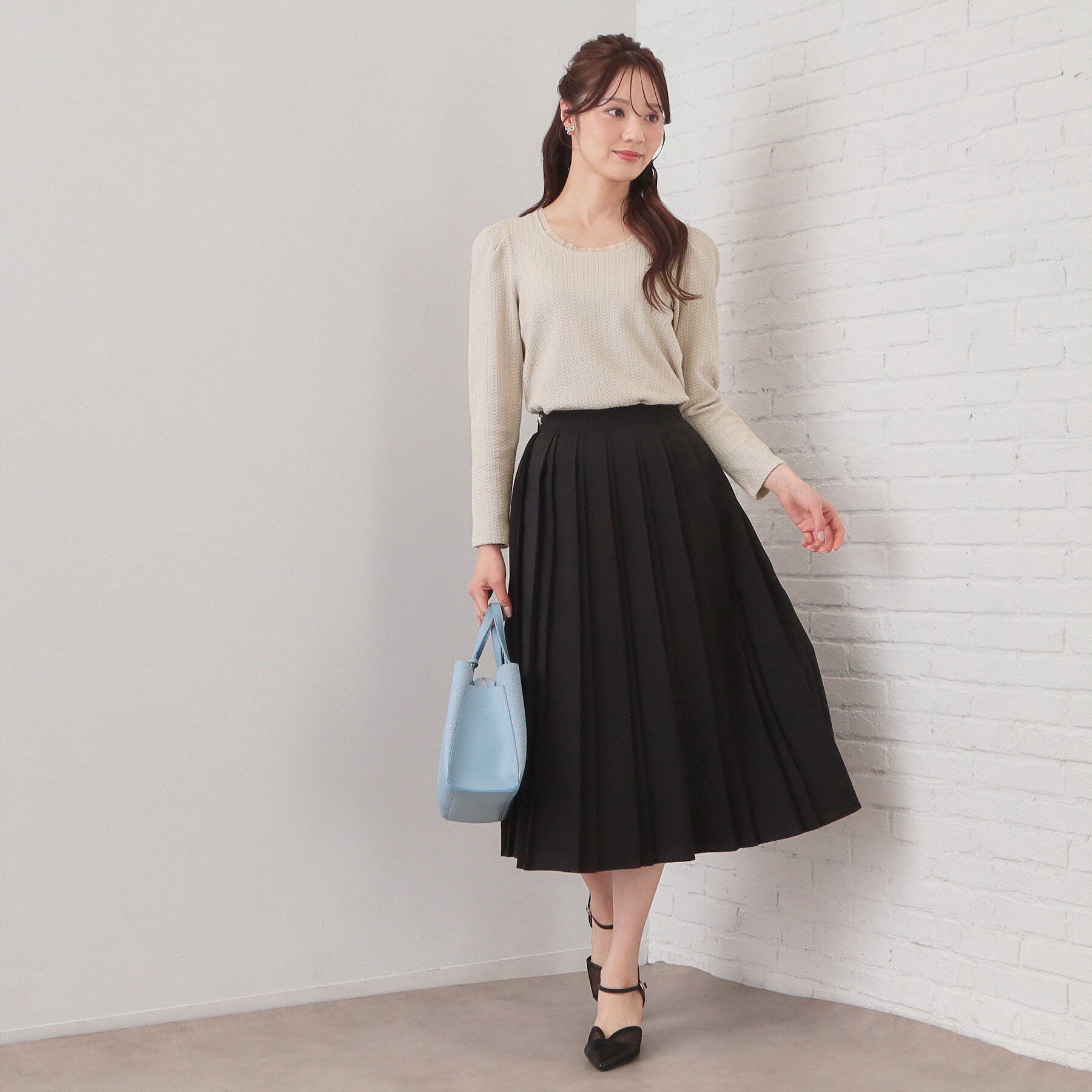 index「衿チュールデザインケーブルジャガードトップス【洗濯機OK】」|Tシャツ・カットソー|