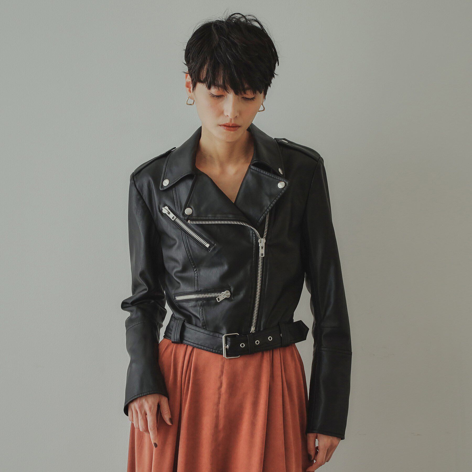 OPAQUE.CLIP「【大草直子さんコラボ】ショート丈ライダースジャケット」|ライダースジャケット|