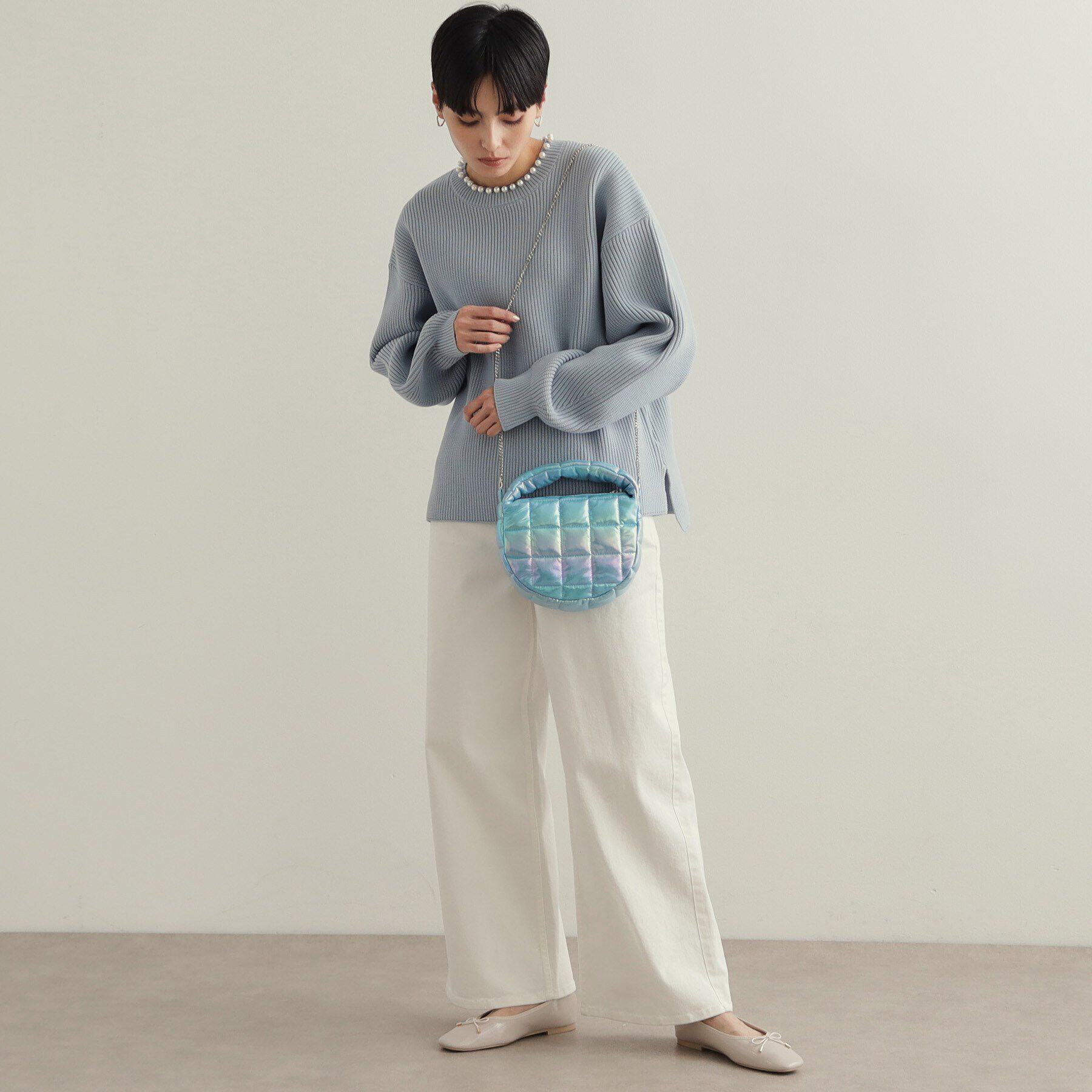 OPAQUE.CLIP「【2WAY】スクエアキルティングシャイニーミニショルダーバッグ」|ショルダー・メッセンジャー|