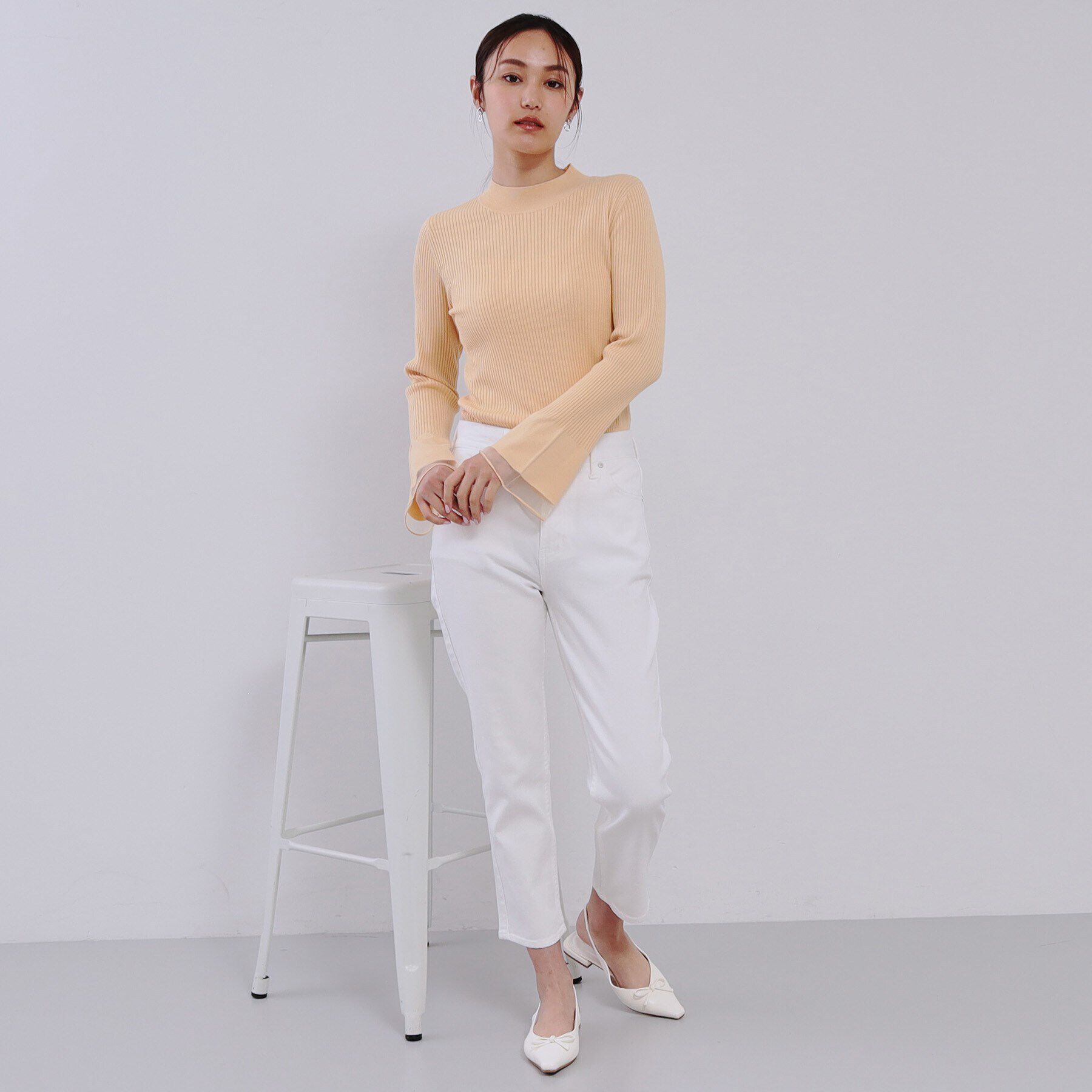 OPAQUE.CLIP「フレアスリーブリブニット【洗濯機洗い可】」|ニット・セーター|