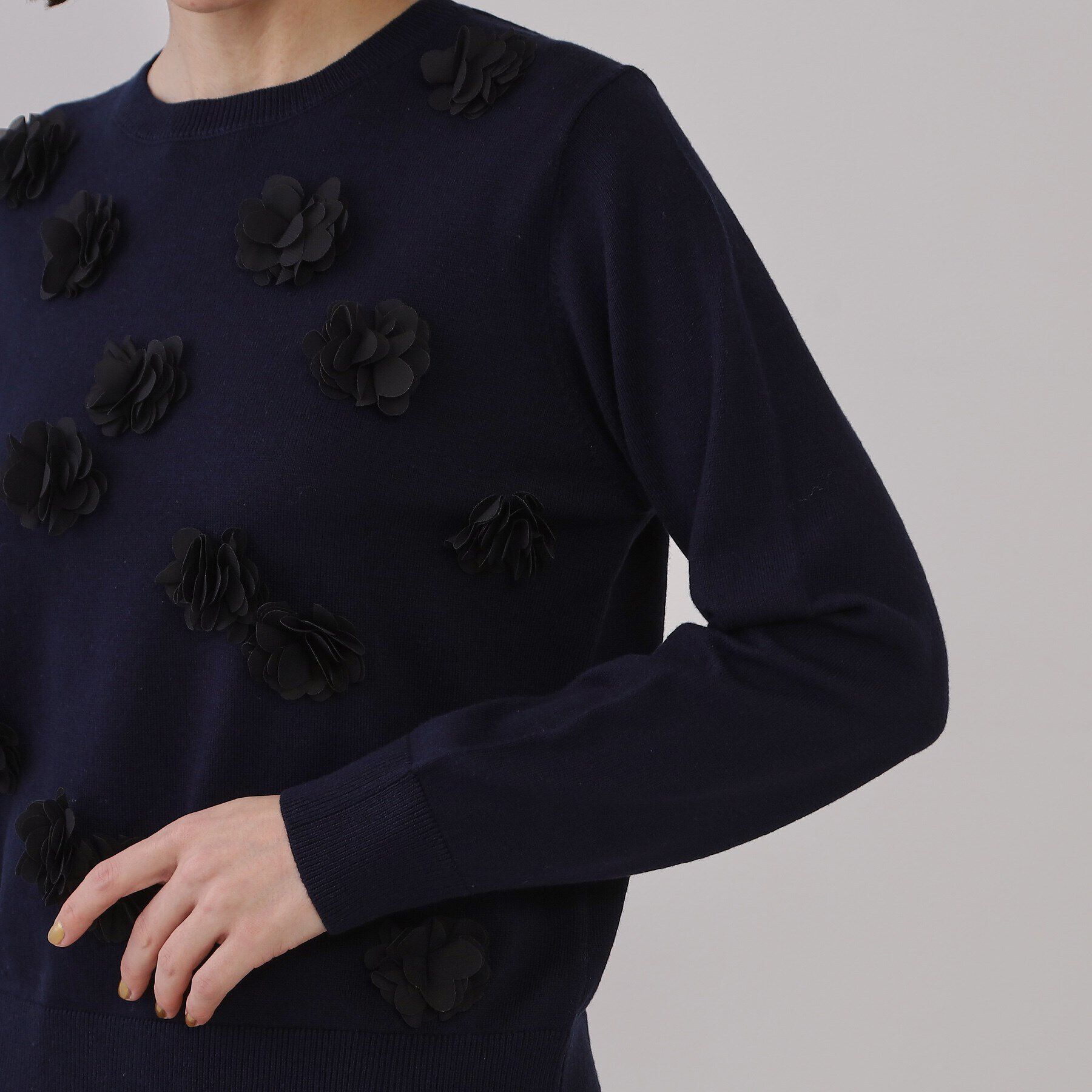 OPAQUE.CLIP「フラワーモチーフニット【洗濯機洗い可】」|ニット・セーター|