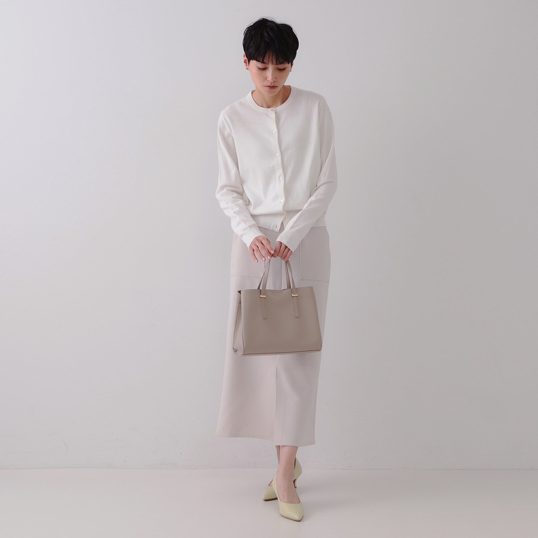 OPAQUE.CLIP「クルーネックニットカーディガン/オーガニックコットン混【UV/洗濯機洗い可】」|カーディガン|