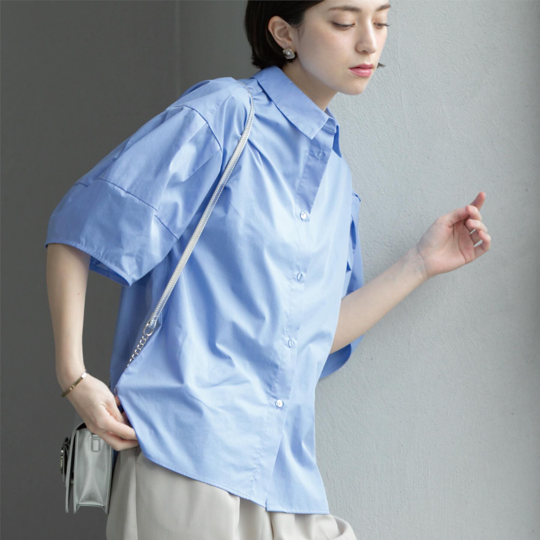 OPAQUE.CLIP「《美人百花掲載》ランタンスリーブシャツ【洗濯機洗い可】」|シャツ・ブラウス|