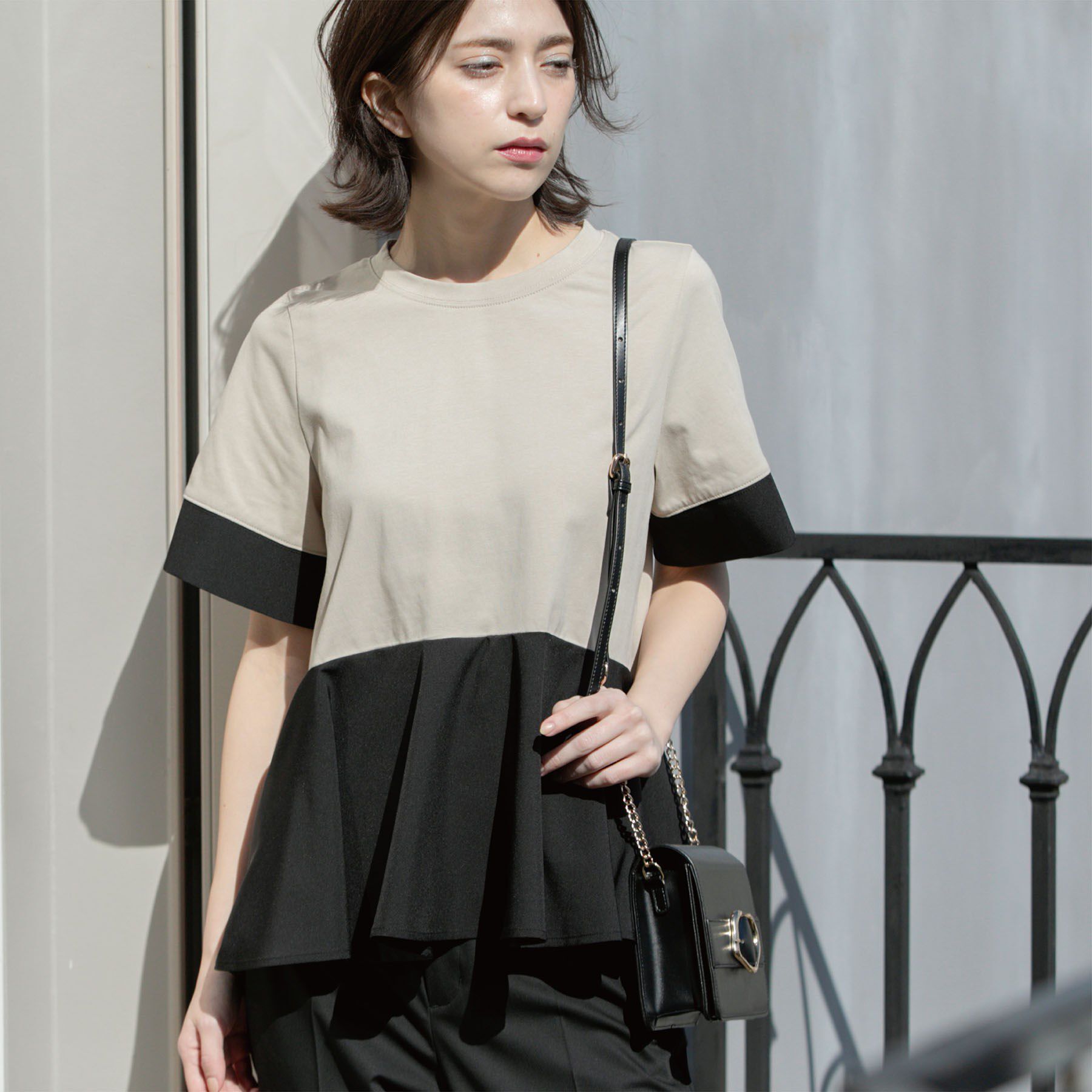 OPAQUE.CLIP「ペプラム切替ドッキングトップス【洗濯機洗い可】」|Tシャツ・カットソー|