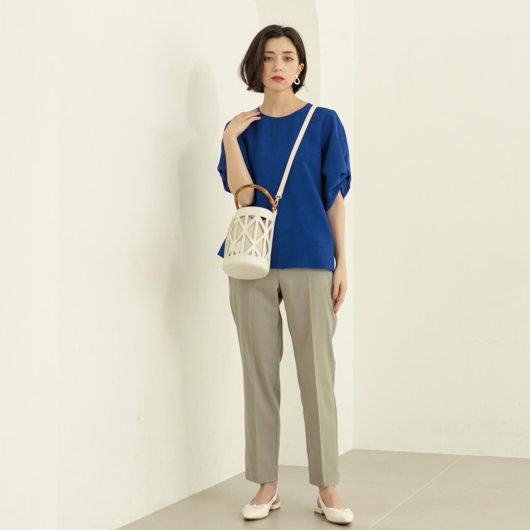 OPAQUE.CLIP「リネンライクタックスリーブブラウス【洗濯機洗い可/吸水速乾/接触冷感】」|シャツ・ブラウス|