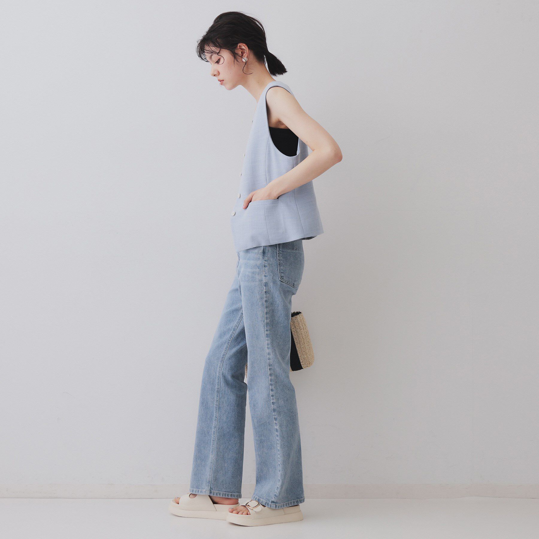 OPAQUE.CLIP「メランジコンパクトジレ/セットアップ対応可【洗濯機洗い可】」|ベスト・ジレ|