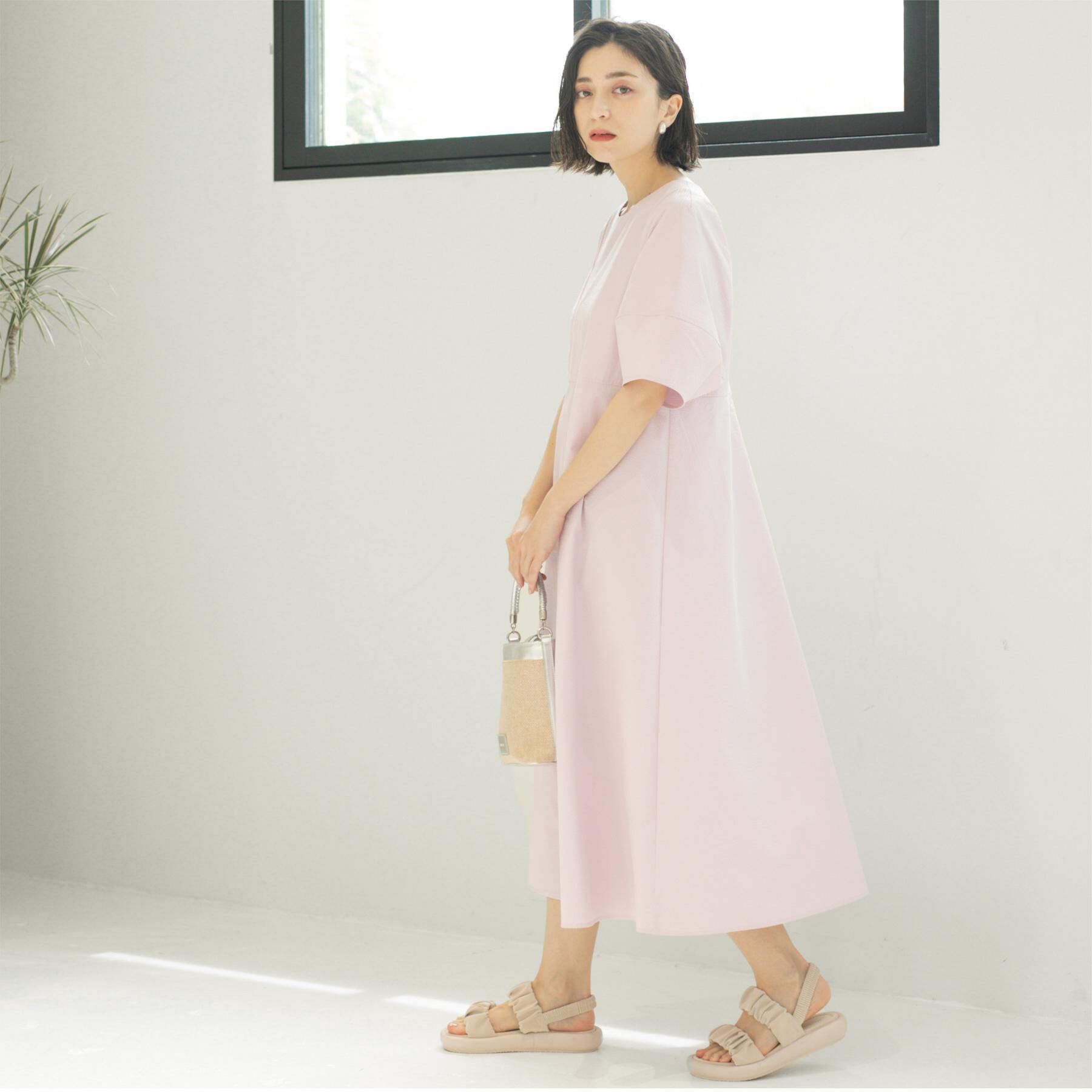 OPAQUE.CLIP「サッカーストライプワンピース【吸水速乾/イージーアイロン/洗濯機洗い可】」|ワンピース|