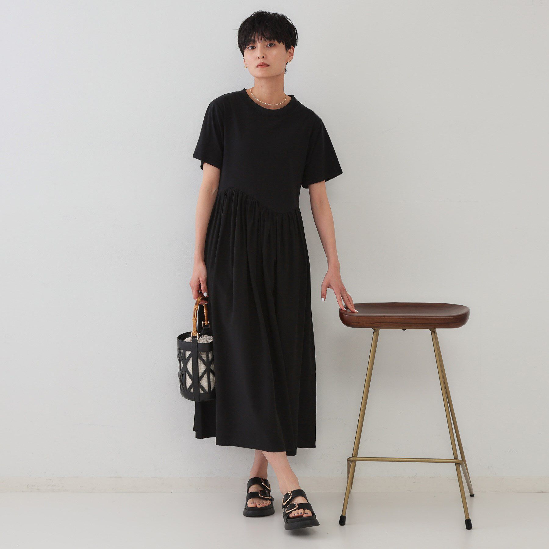 OPAQUE.CLIP「アシメドッキングフレアワンピース【洗濯機洗い可】」|ワンピース|