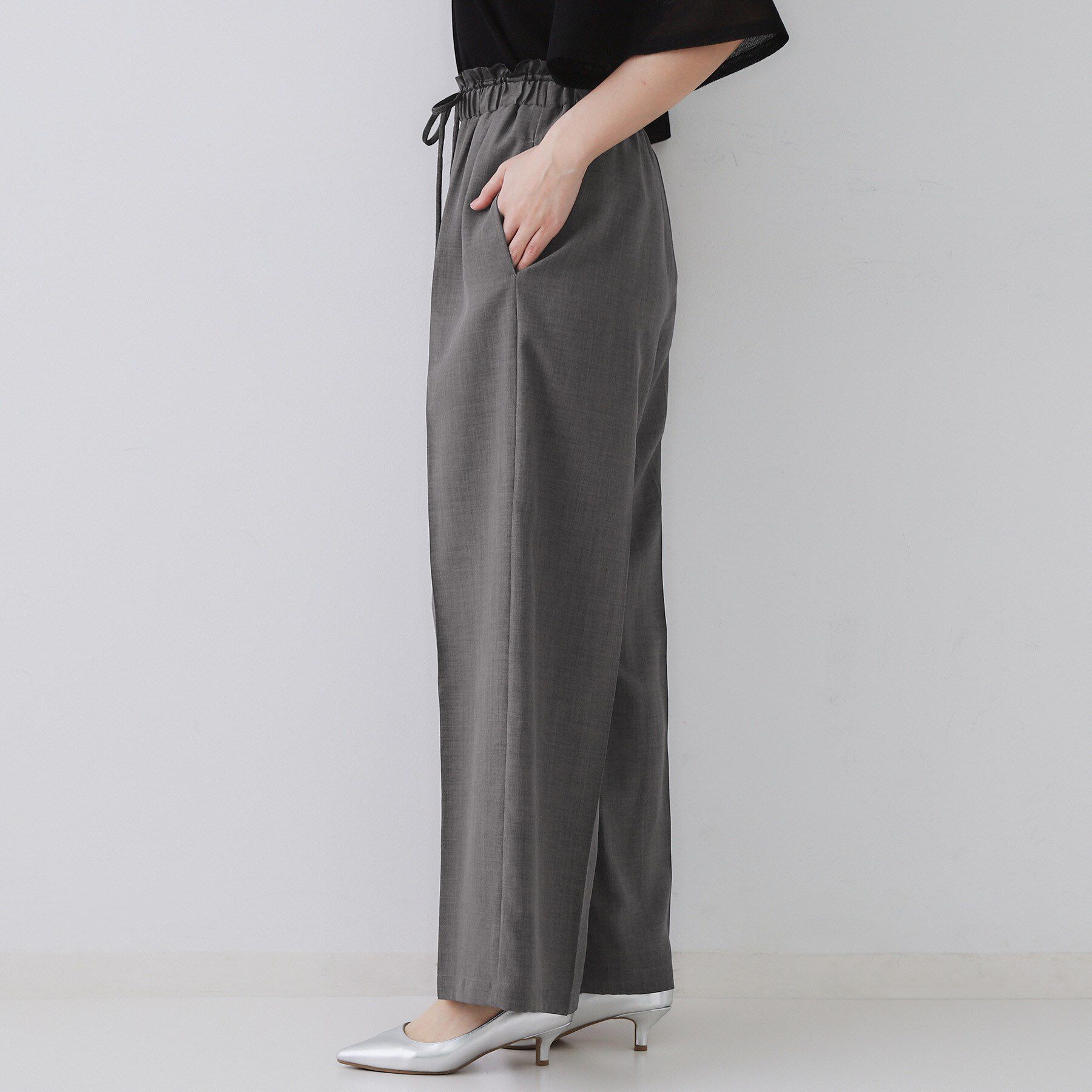 OPAQUE.CLIP「ウエストサテン使いイージーワイドパンツ【洗濯機洗い可】」|その他|