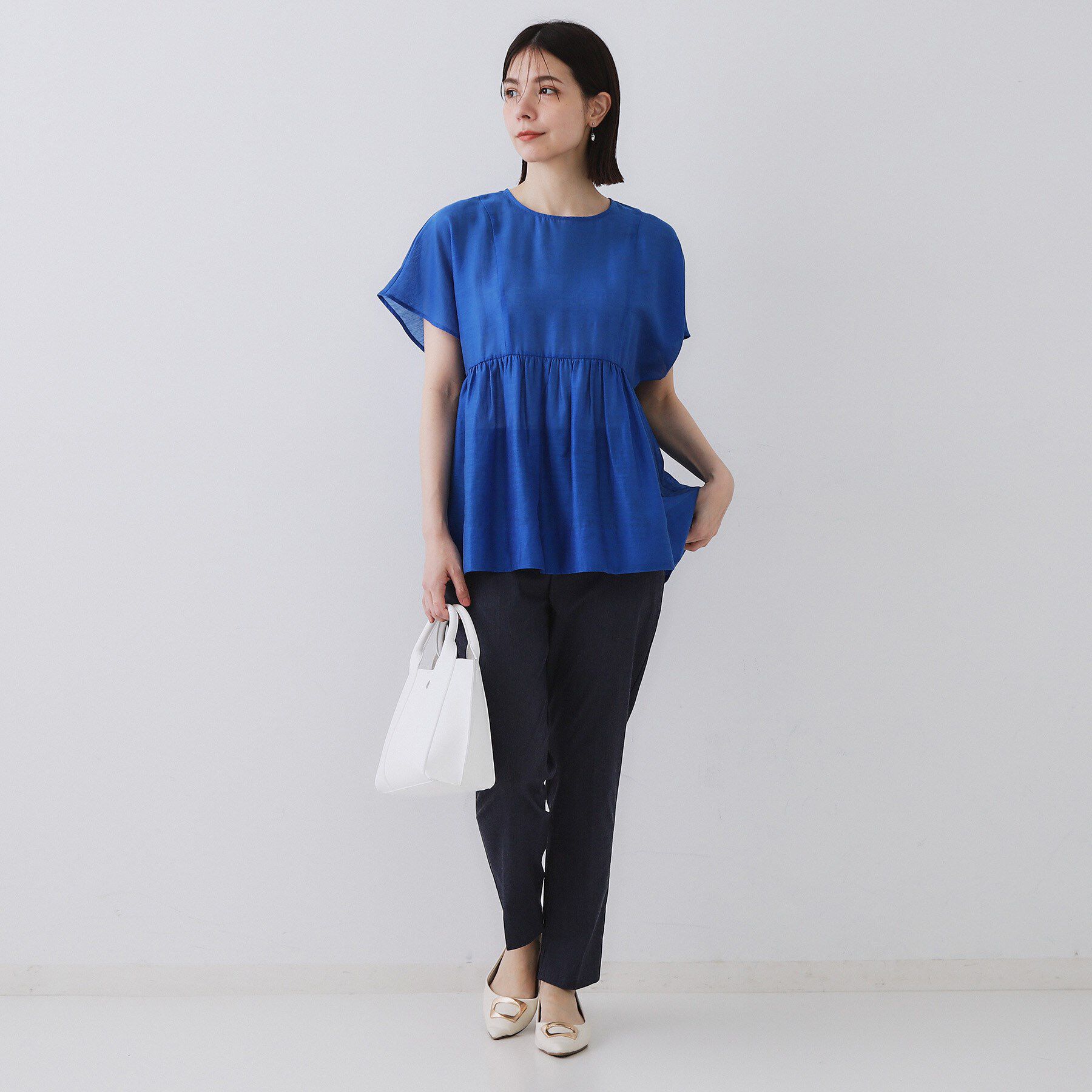 OPAQUE.CLIP「麻混シアーペプラムブラウス【洗濯機洗い可】」|シャツ・ブラウス|