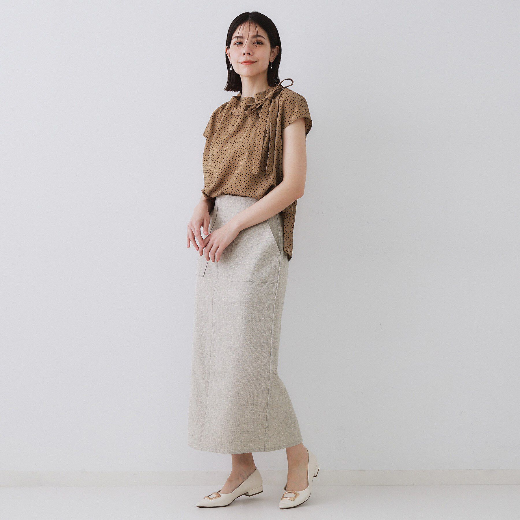 OPAQUE.CLIP「ラッピングボウタイドットブラウス【洗濯機洗い可】」|シャツ・ブラウス|