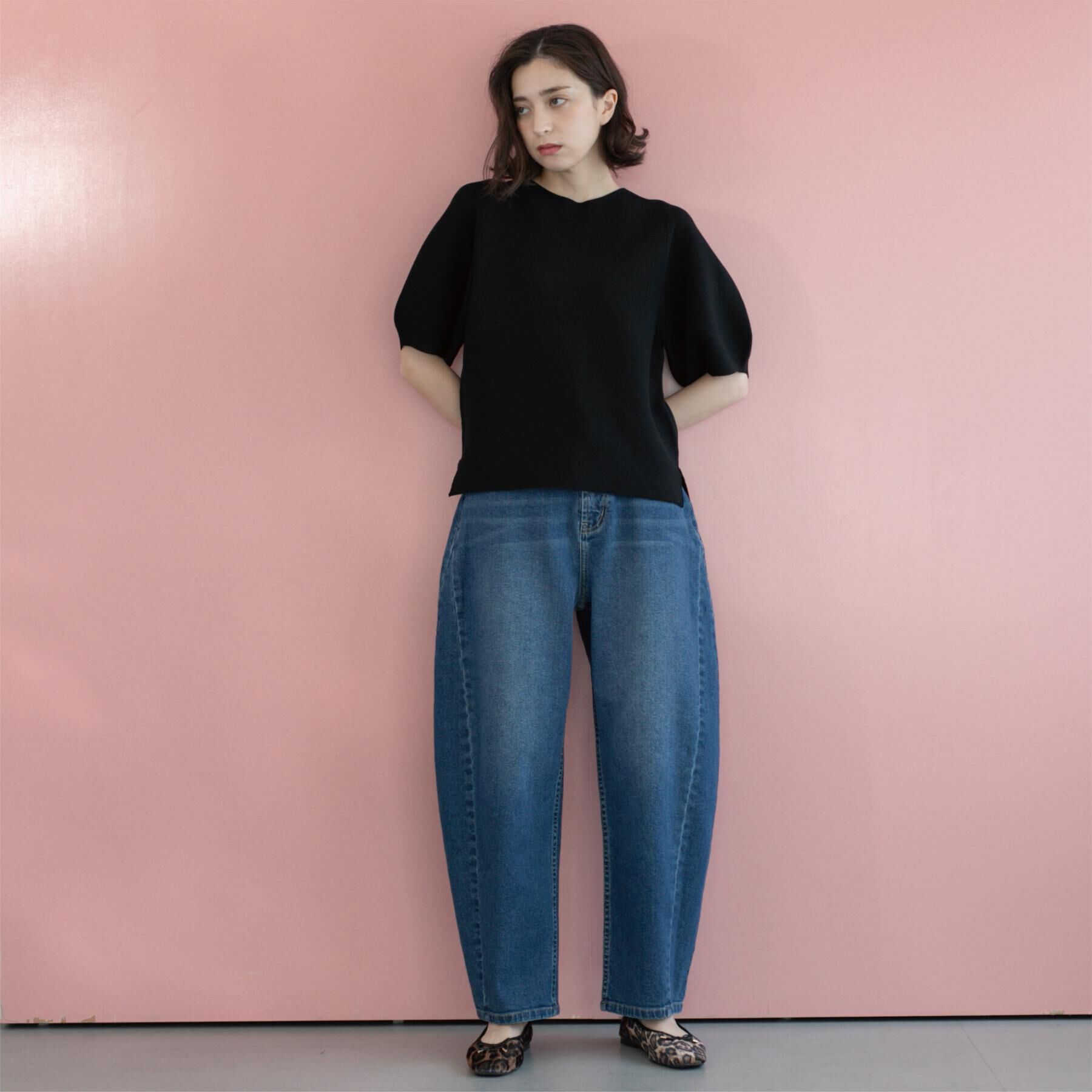 OPAQUE.CLIP「ストレッチバレルレッグデニム【洗濯機洗い可】」|デニム|