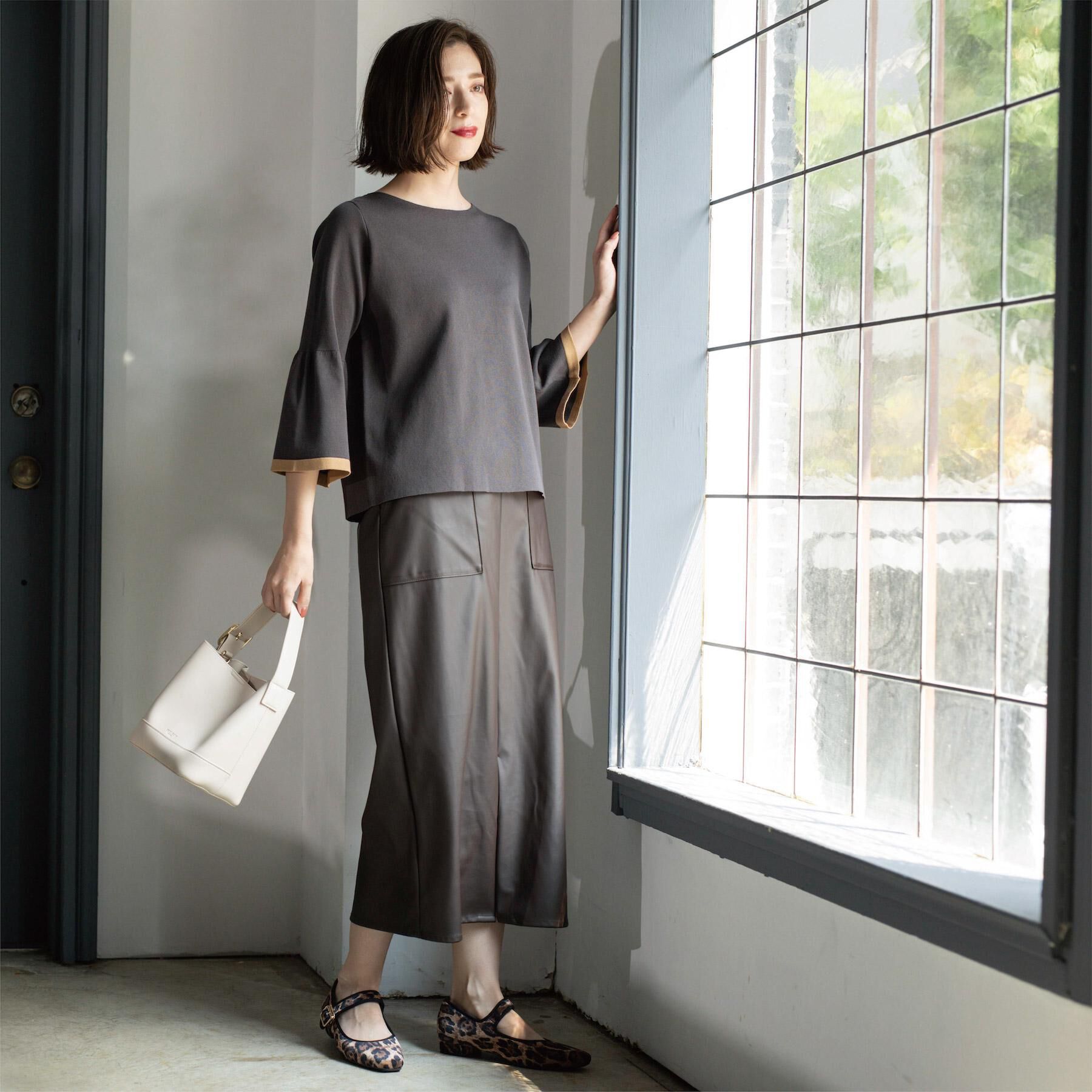 OPAQUE.CLIP「配色フレアスリーブニット【UVケア/洗濯機OK】」|ニット・セーター|