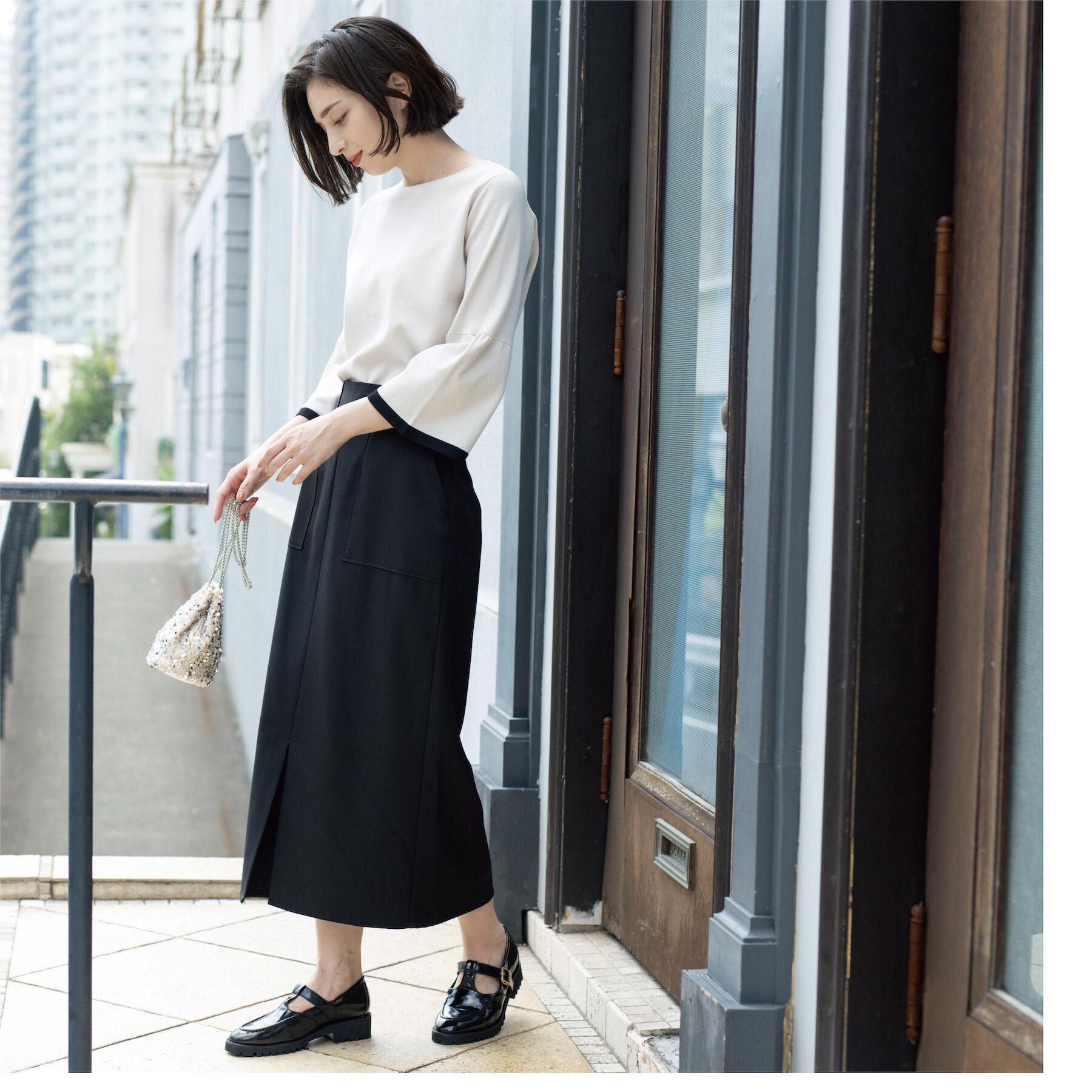 OPAQUE.CLIP「ストレッチダブルポケットタイトスカート【洗える】」|スカート|