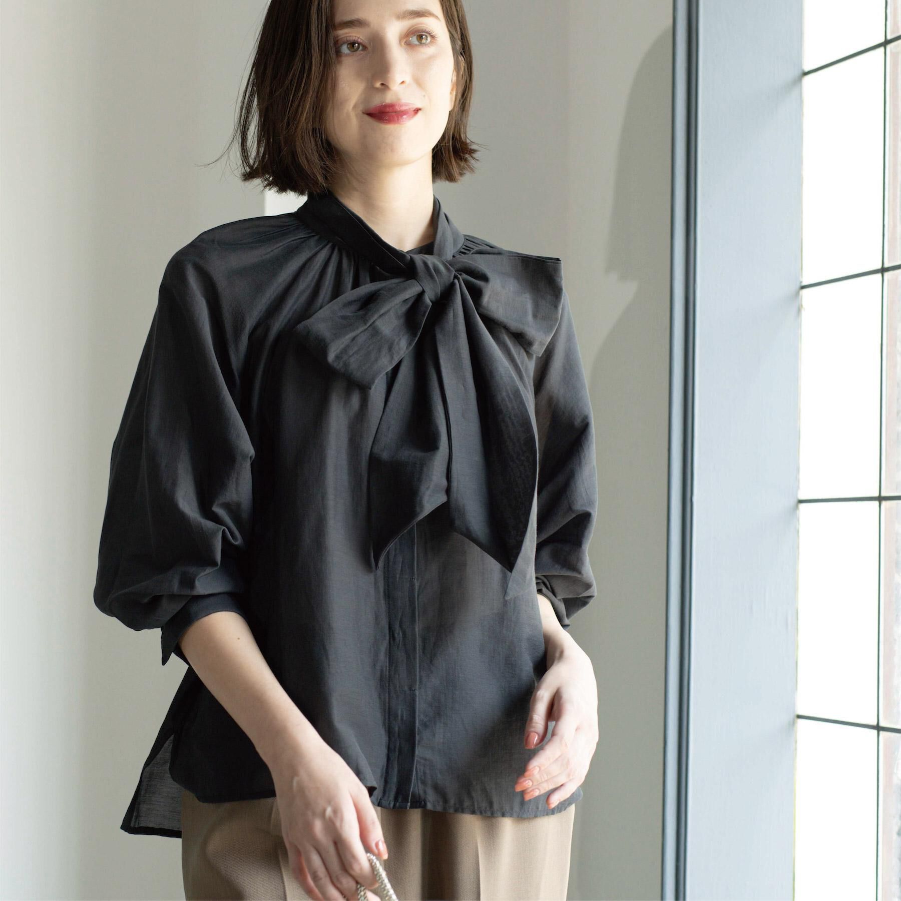 OPAQUE.CLIP「2WAYシアーボウタイブラウス【洗濯機洗い可】」|シャツ・ブラウス|