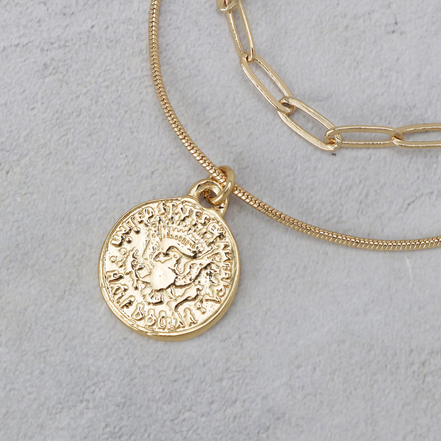 OPAQUE.CLIP「2種チェーンコインネックレス」|ネックレス|