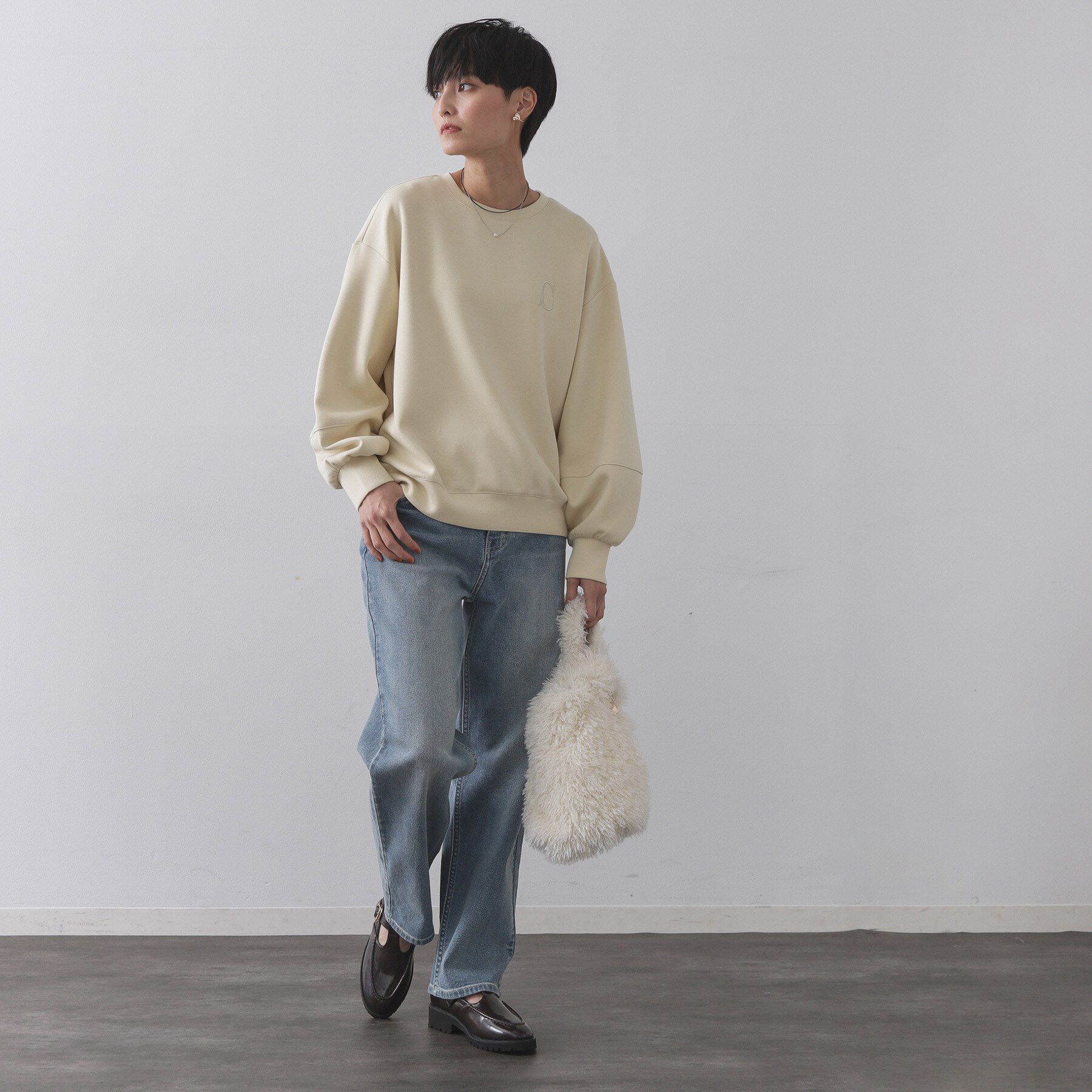 OPAQUE.CLIP「ワンポイント刺繍ダンボールトップス【UVケア/洗濯機洗い可】」|Tシャツ・カットソー|