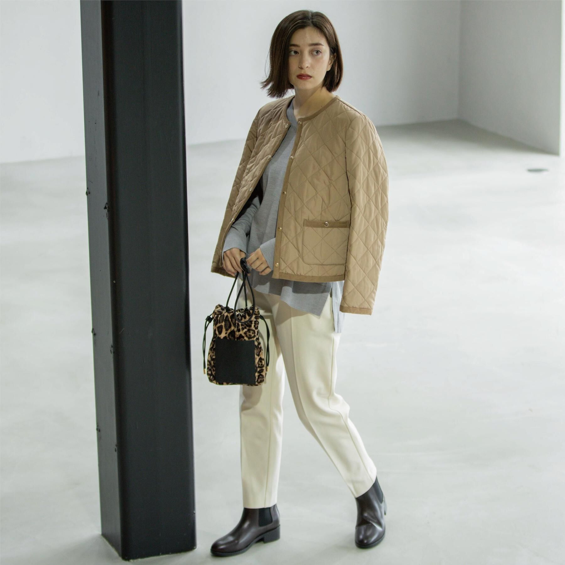 OPAQUE.CLIP「撥水キルティングノーカラージャケット【洗濯機洗い可】」|ノーカラージャケット|