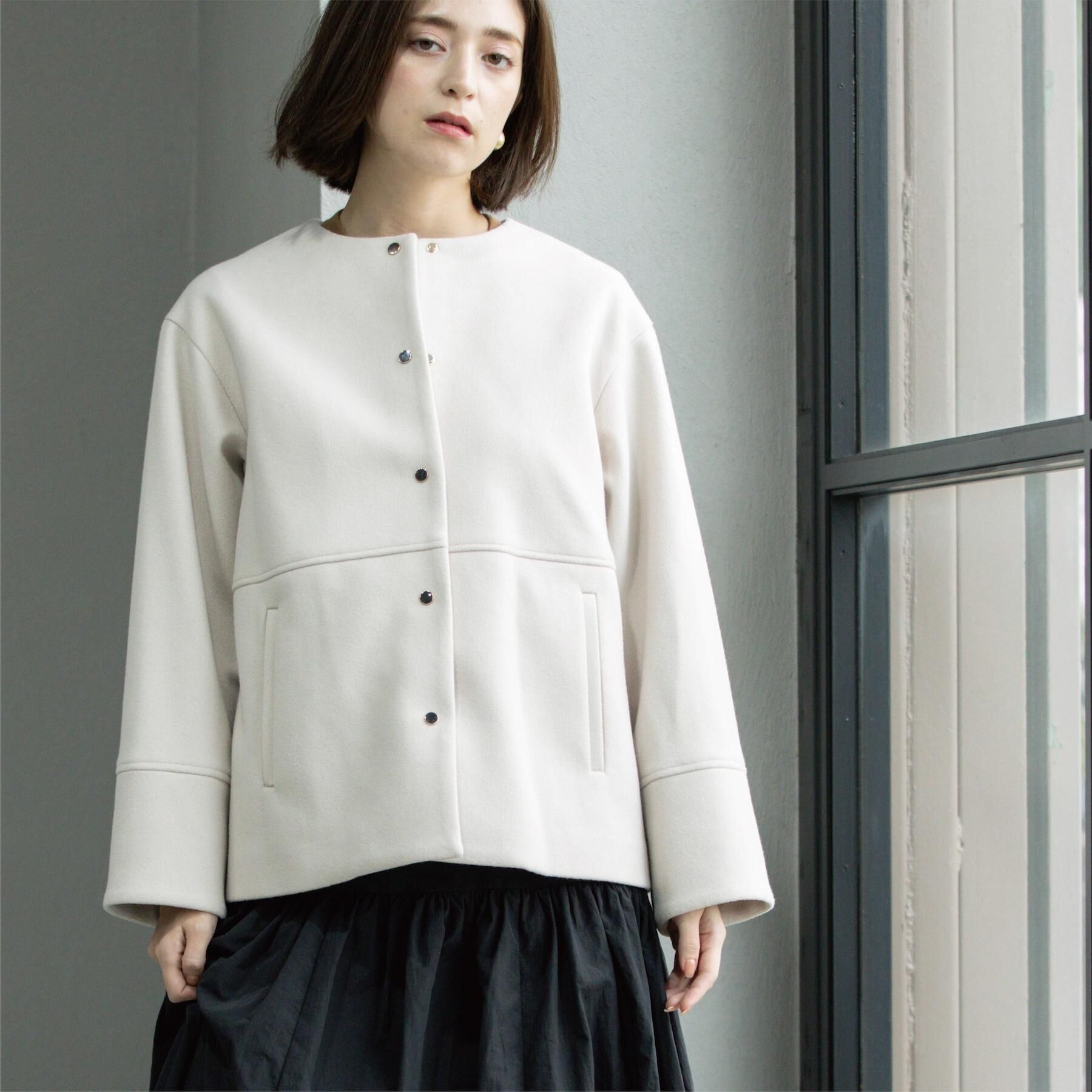 OPAQUE.CLIP「ウールライクメルトンノーカラーコート【洗濯機洗い可】」|ノーカラーコート|